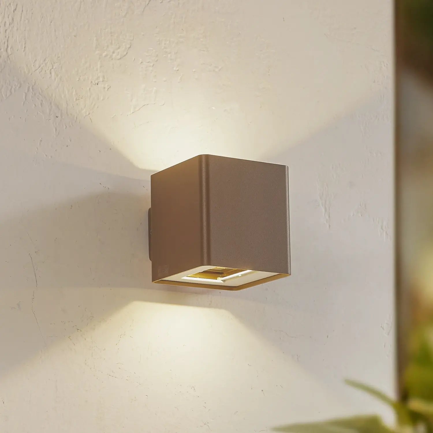 B-Ware Lucande Led Außenwandleuchte Aaron Wandlampe Außenleuchte Braun Alu Up/Down