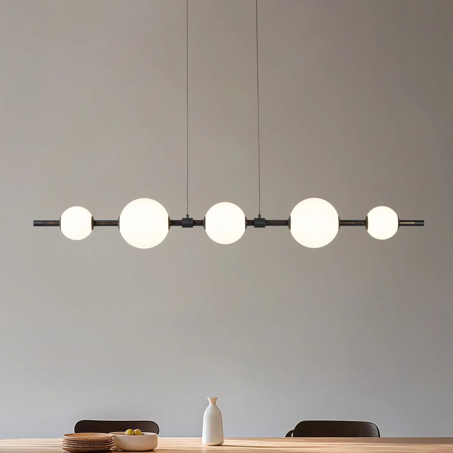 B-Ware Lucande Pendelleuchte Led Hängeleuchte Tanira Schwarz Weiß 140cm, Step Dim