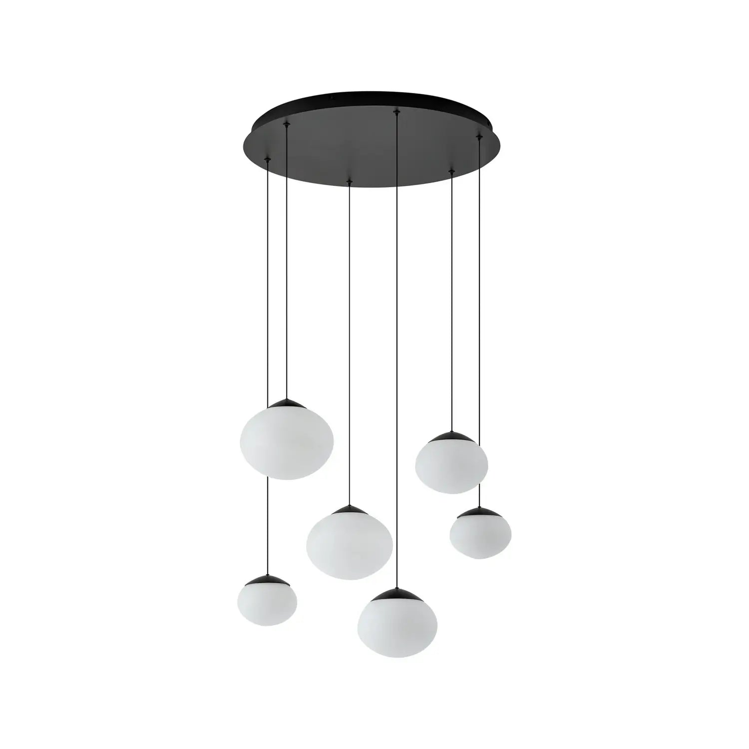 B-Ware Lucande Pendelleuchte Hängelampe Led Lampe Tivar Schwarz Weiß Glas 6 Flammig