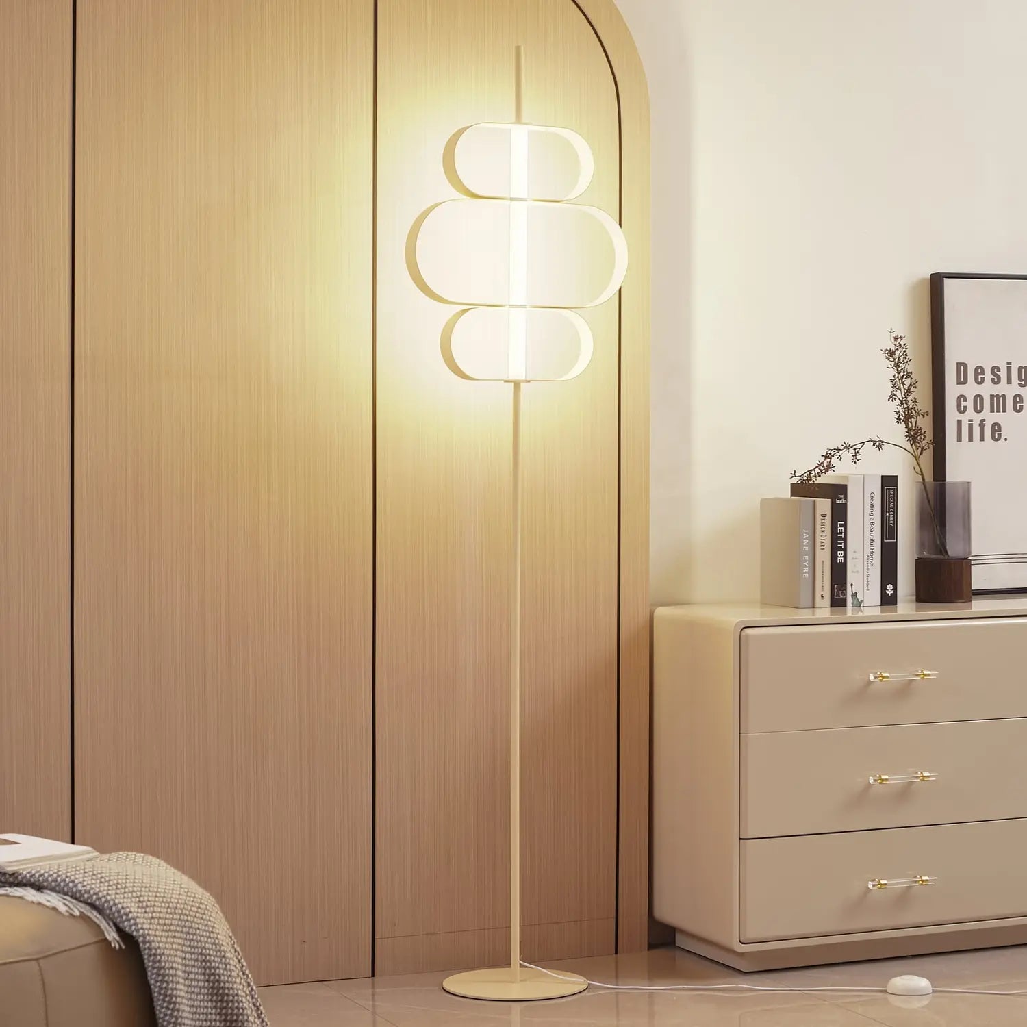 B-Ware Lucande Stehleuchte Stehlampe Led Audrina Beige Metall Dimmbar Wohnzimmer Licht