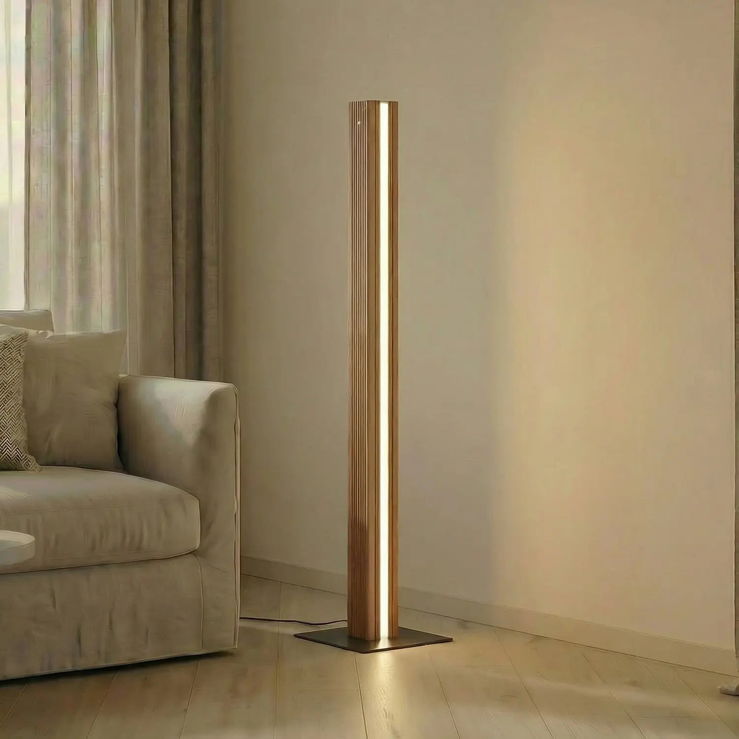 B-Ware Lucande Stehleuchte Standleuchte Led Lieske Holz Dimmbar Schalter Wohnraum Lampe