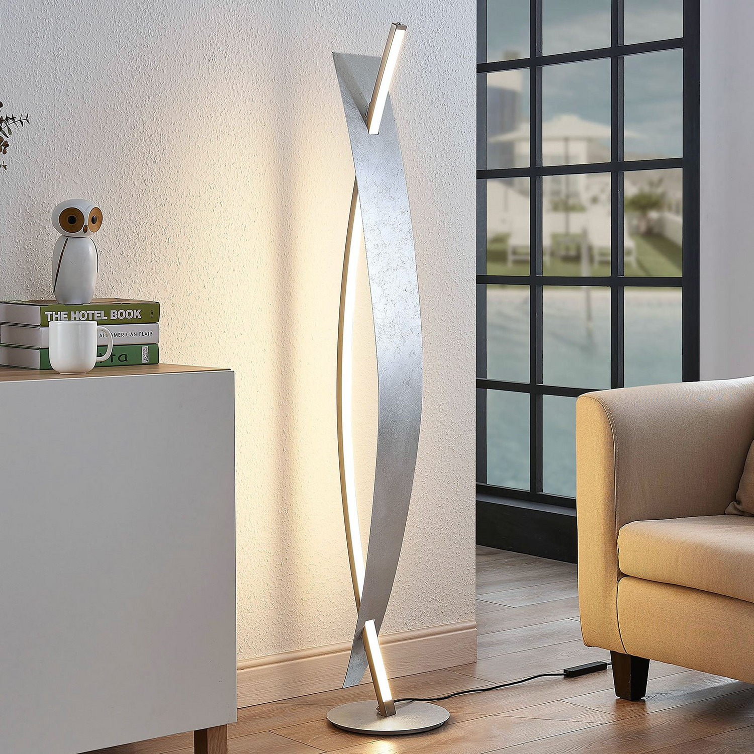 B-Ware Lucande Stehleuchte Stehlampe Led Marija Silber Dimmbar Beleuchtung Raum846
