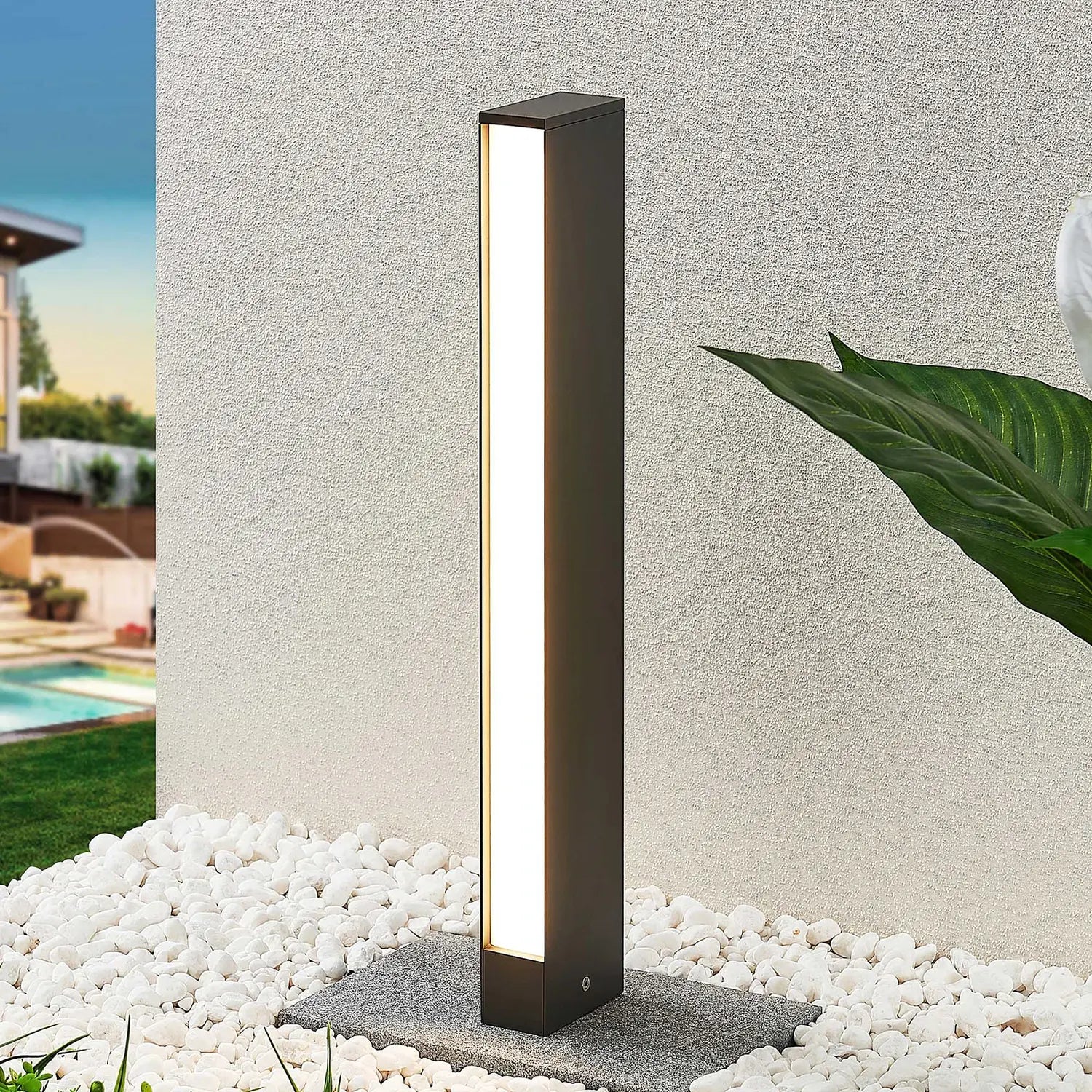B-Ware Lucande Led Wegeleuchte Lirka Wegelampe Gartenleuchte Lampe 1 Flammig Dunkelgrau