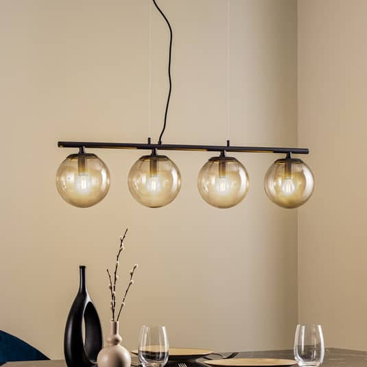 B-Ware Lucande Sotiana Hängelampe Hängelampe Lampe Leuchte 4 Glaskugeln Schwarz 40 W E14