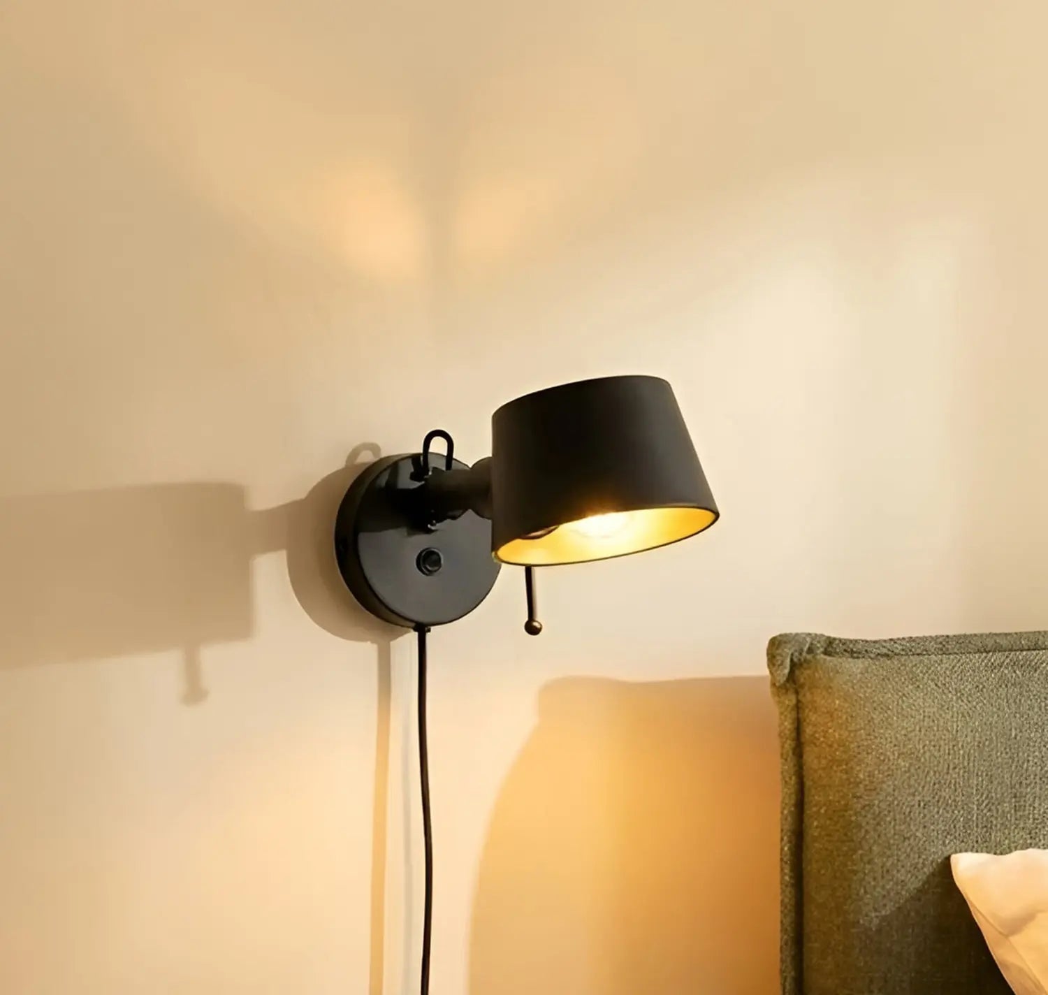 B-Ware Lucande Wandleuchte Wandlampe Silka Schwarz Schalter Stecker Flexibel E27 Led
