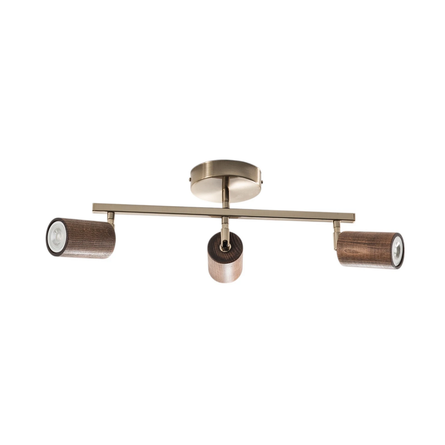 B-Ware Lucea Legno Deckenspot Leuchte Spot Deckenleuchte 3 Flammig Braun Messing Holz