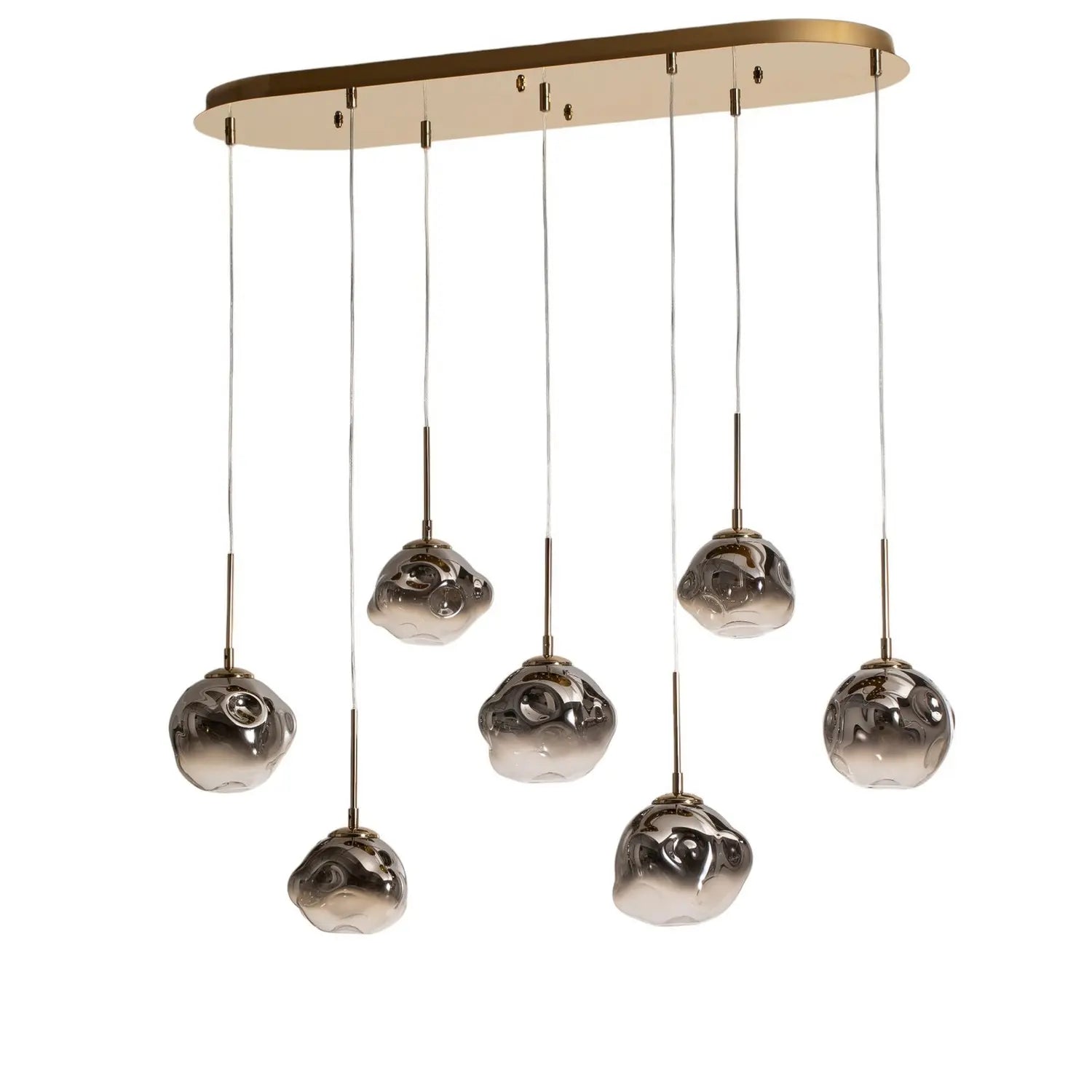 B-Ware Lucea Hängeleuchte Pendelleuchte Herman Deckenlampe Glas Gold Rauchgrau L97cm