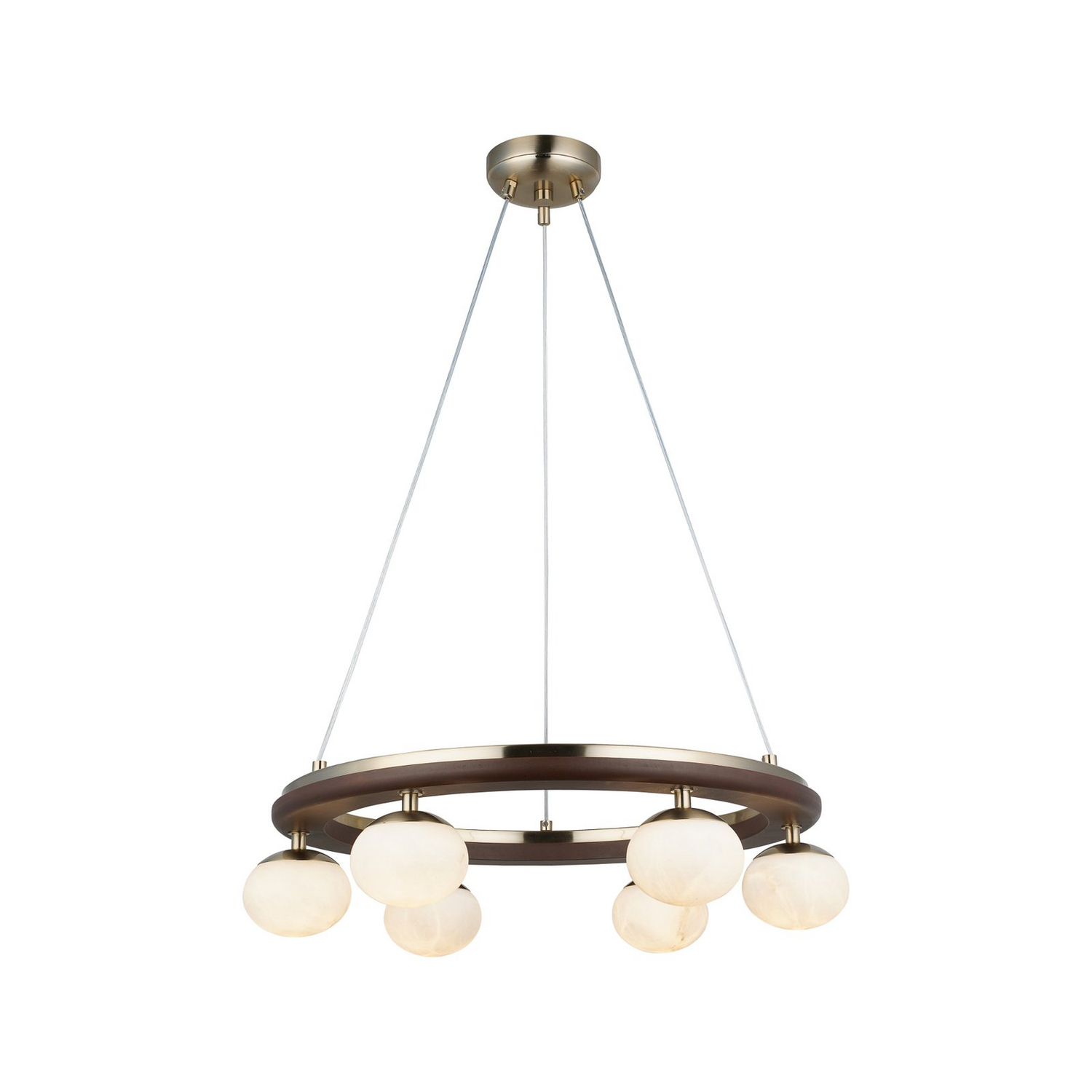 B-Ware Lucea Hängeleuchte Tolosa 52 Cm 6 Flammig Glas Holz Deckenlampe Siehe Text/Foto
