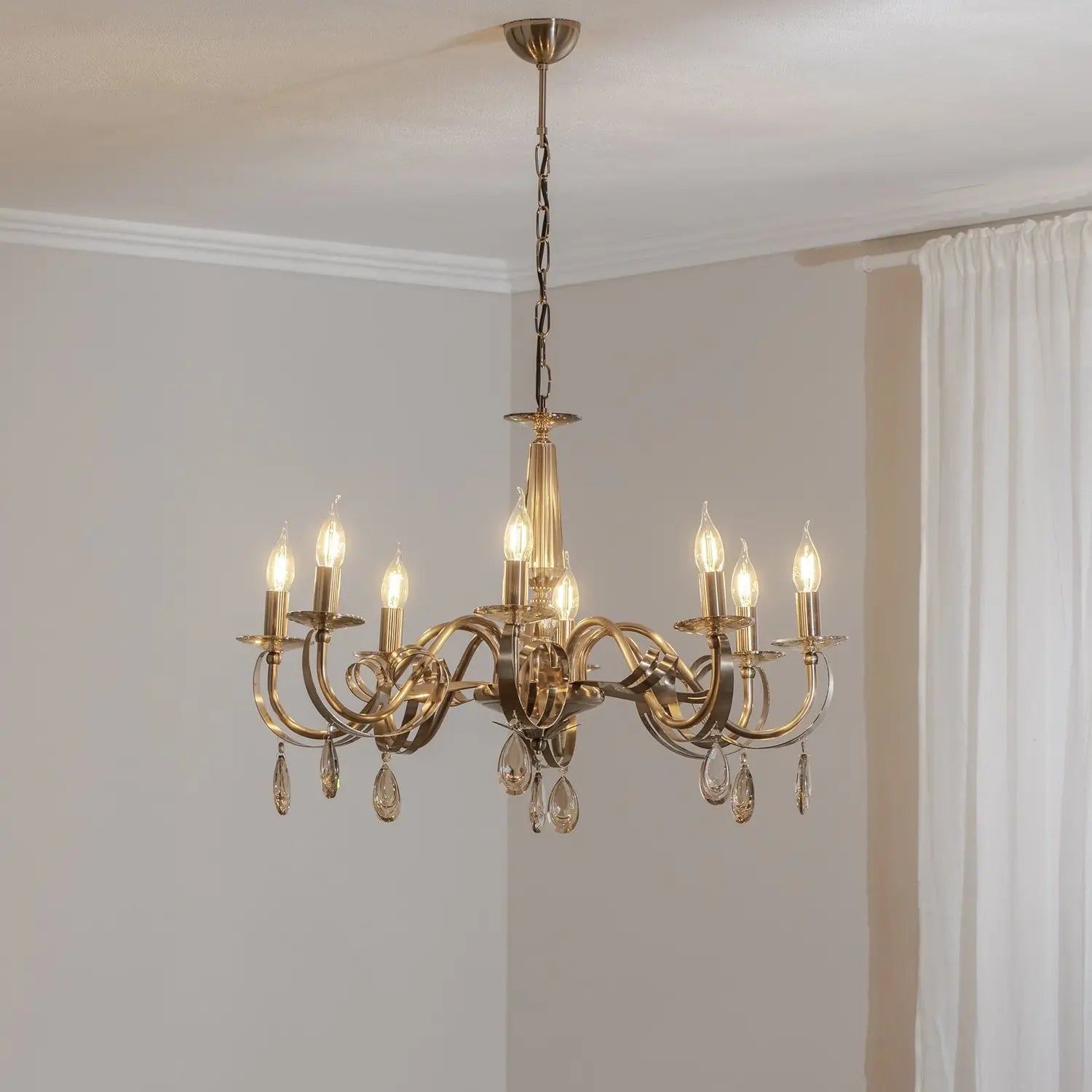 B-Ware Castro Kronleuchter Lampe Messing Antik 8 Flammig Esszimmer Beleuchtung