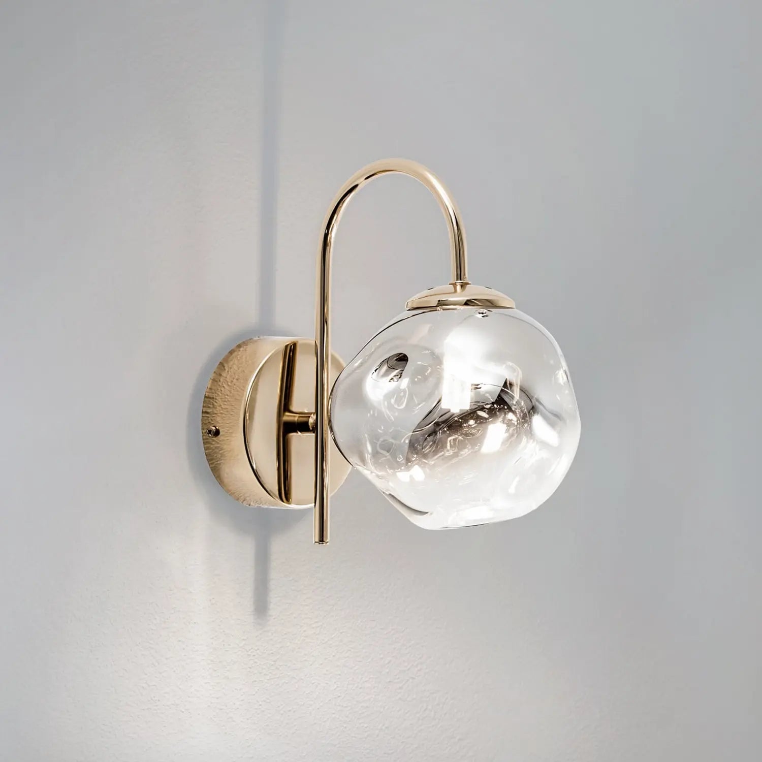 B-Ware Lucea Wandleuchte Wandlampe Herman Glas Eisen Gold Rauchgrau Beleuchtung Innen