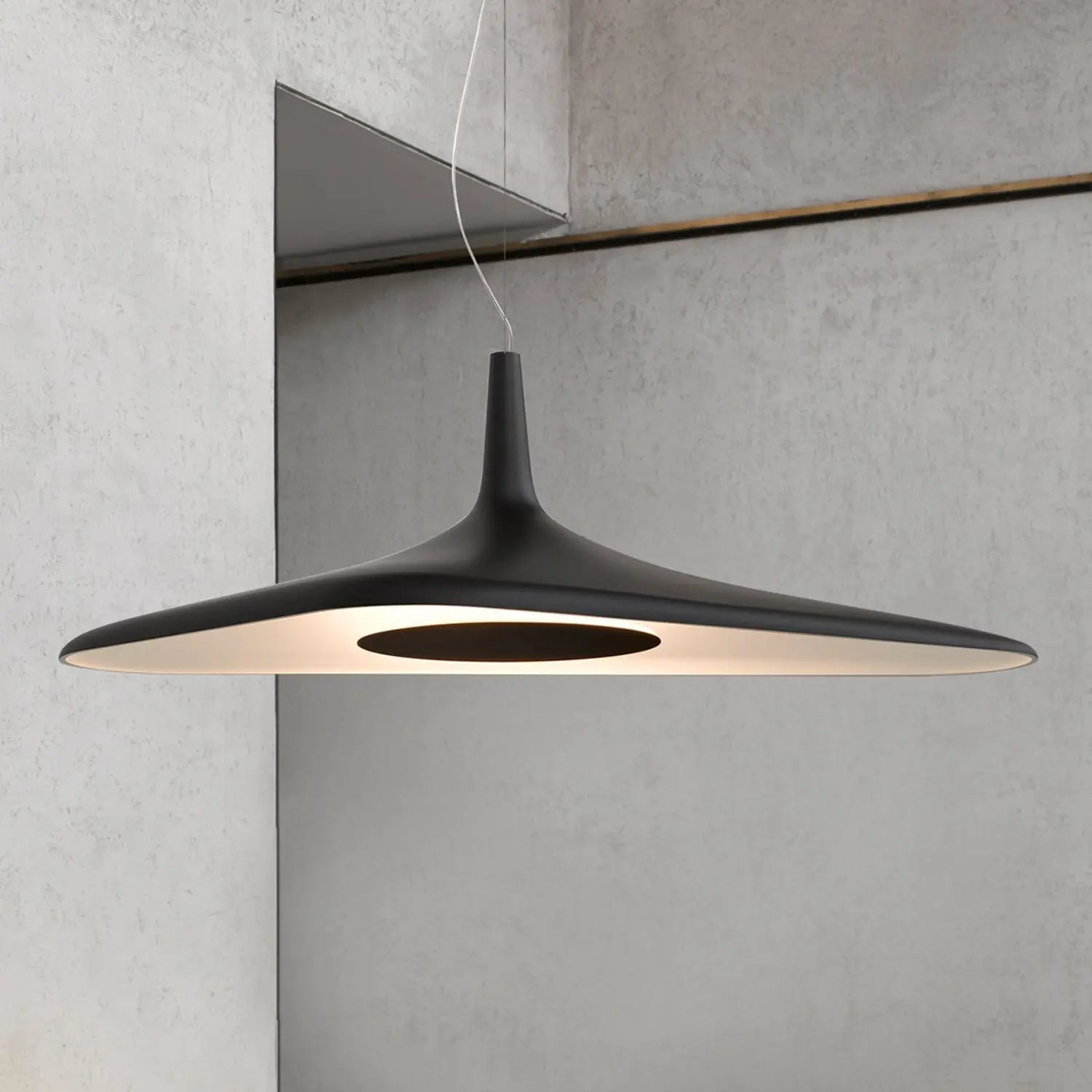 B-Ware Luceplan Pendelleuchte Hängelampe Soleil Noir Led Schwarz Kunststoff Pu