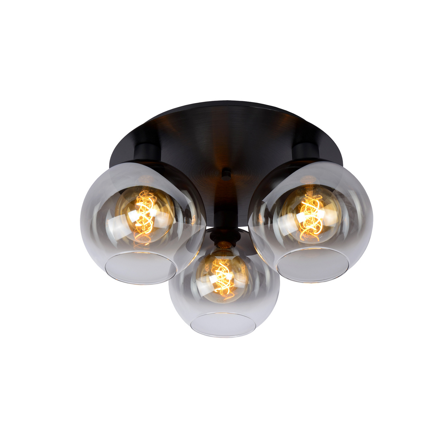 B-Ware Lucide Marius Deckenleuchte Lampe Schwarz Glas 3 Flammig ø 50 Cm Beleuchtung