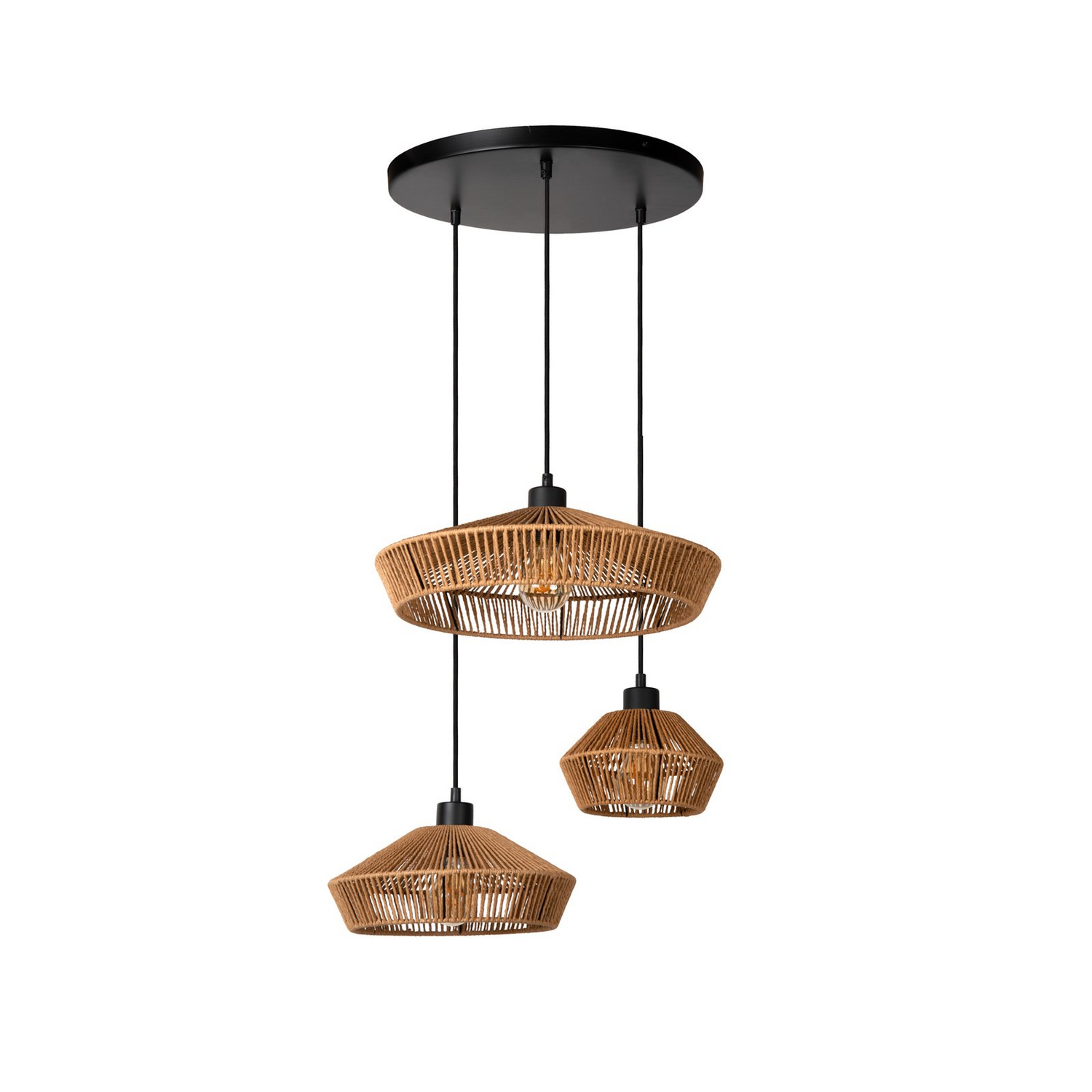 B-Ware Lucide Hängeleuchte Pendelleuchte´Lampe Yunkai Papier Dreiflammig Creme Schwarz