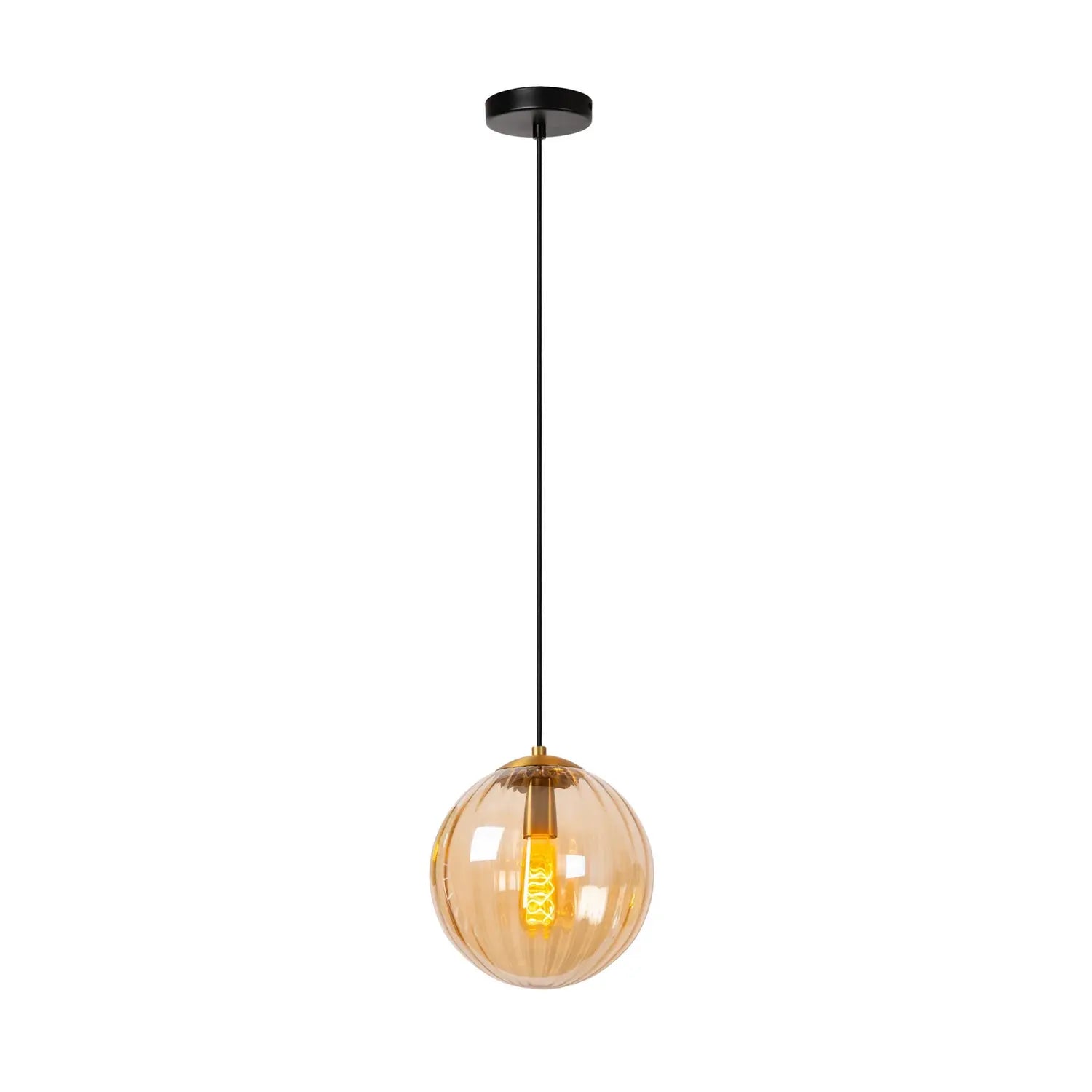 B-Ware Lucide Pendelleuchte Hängelampe Monsaraz Glas Amber 1 Flammig E27 Led ø 25 Cm