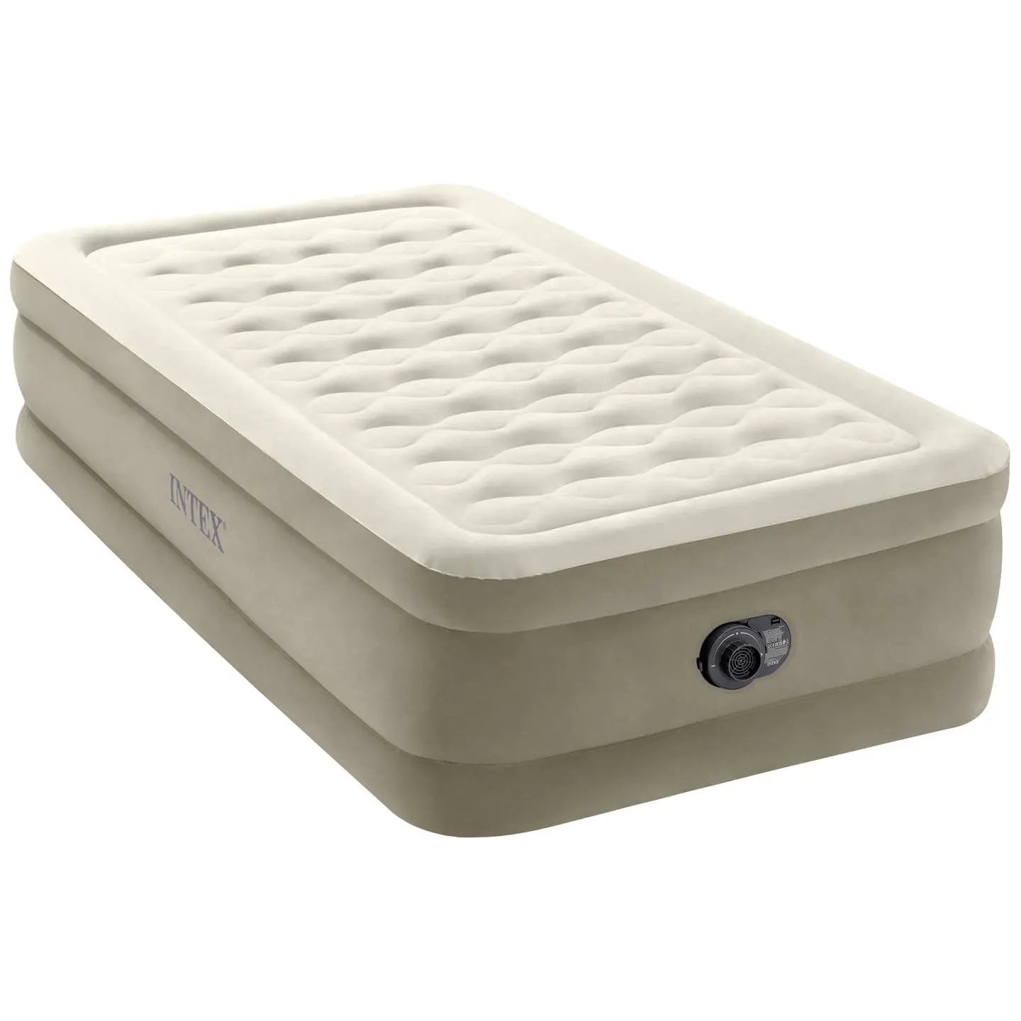 B-Ware Intex Luftbett Dura Beam Ultra Plush Twin Luftmatratze Luft Bett 220 V Pumpe Braun