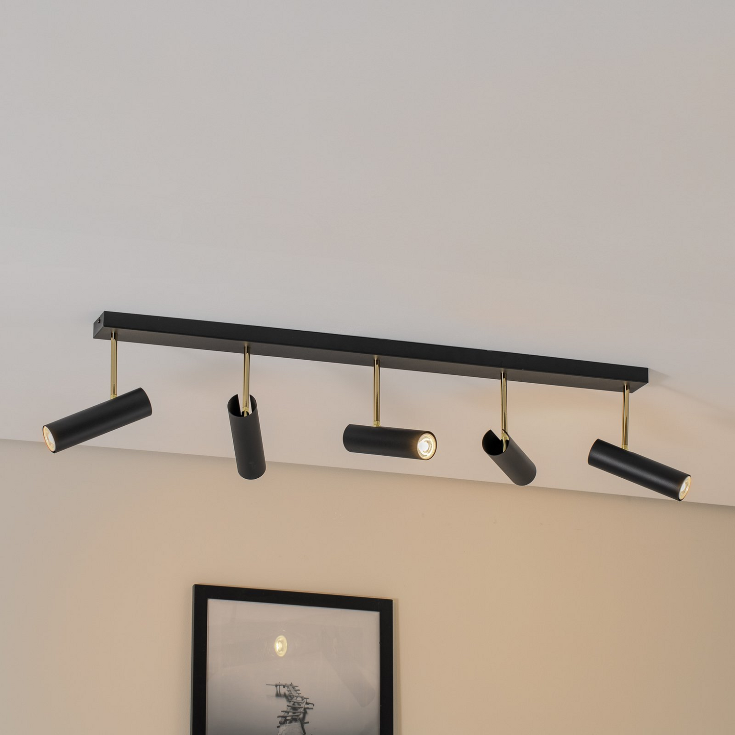B-Ware Luminex Deckenleuchte Lampe Axion Leuchte Led 5 Flammig Stahl Schwarz Gold Gu10