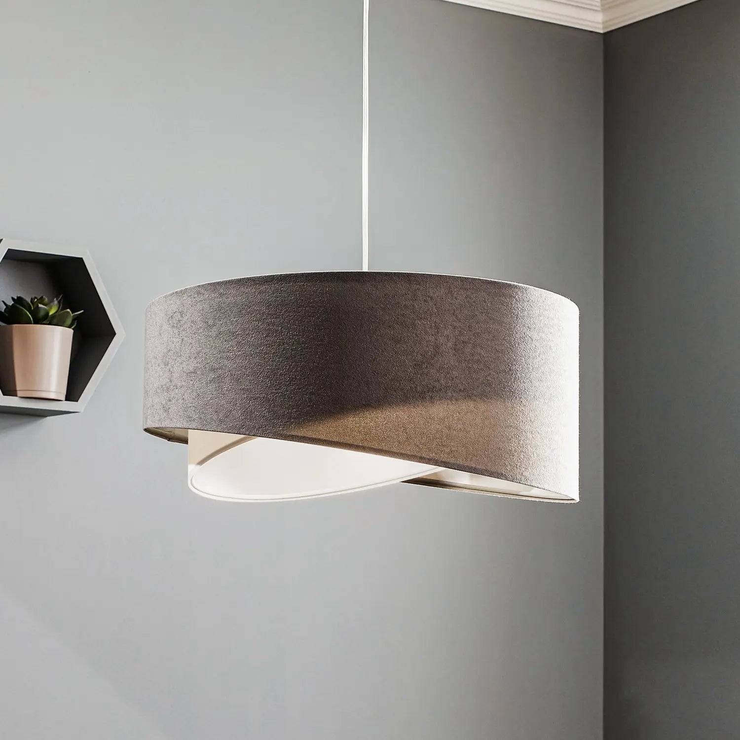 B-Ware Maco Design Pendellampe Hängelampe Vivien Lampe Grau Weiß Silber Dreifarbig
