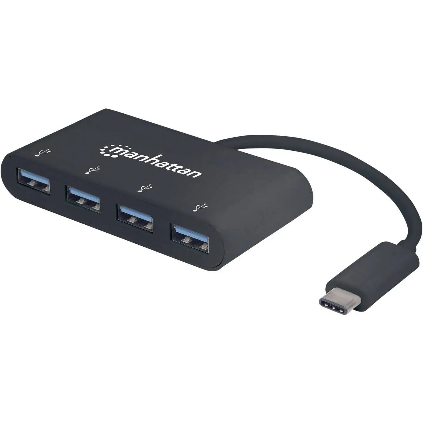 B-Ware Manhattan 4 Port Usb A 3.0 Hub Mit Usb C Stecker Schwarz Hot Swap Usb Hub 20 Cm