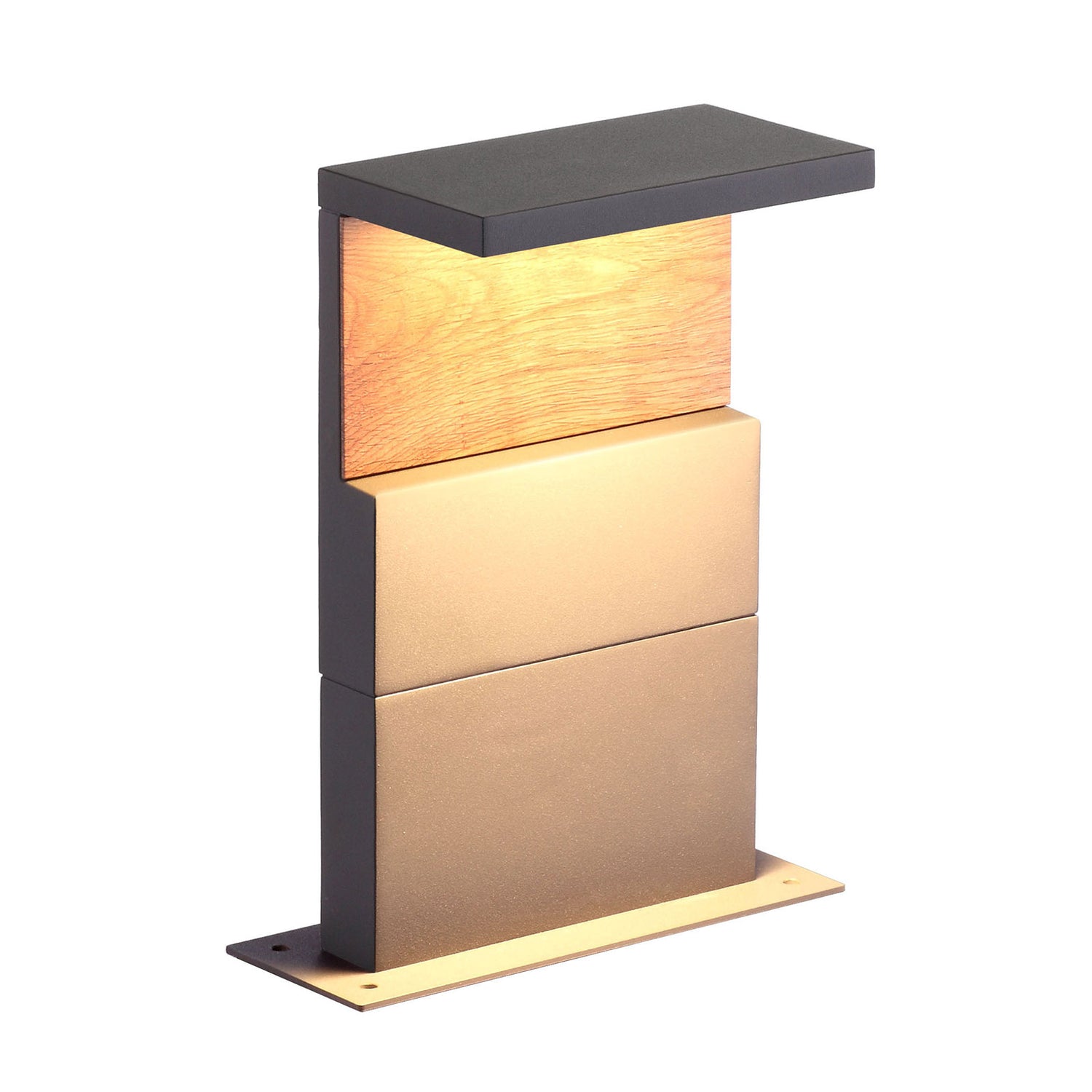 B-Ware Mantra Iluminación Sockelleuchte Led Gartenleuchte Holz Dunkelgrau Alu 35cm