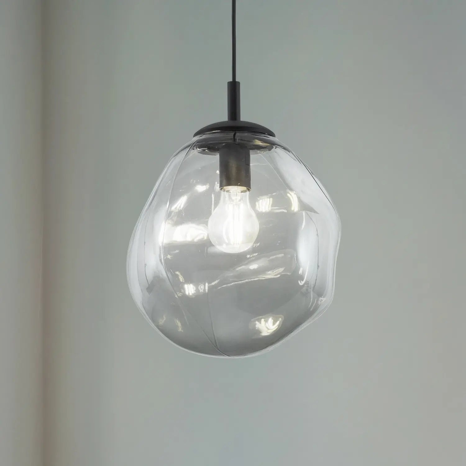 B-Ware Hängelampe Pendelleuchte Rauchglas Glas Graphit Transparent Schwarz E27 Stahl