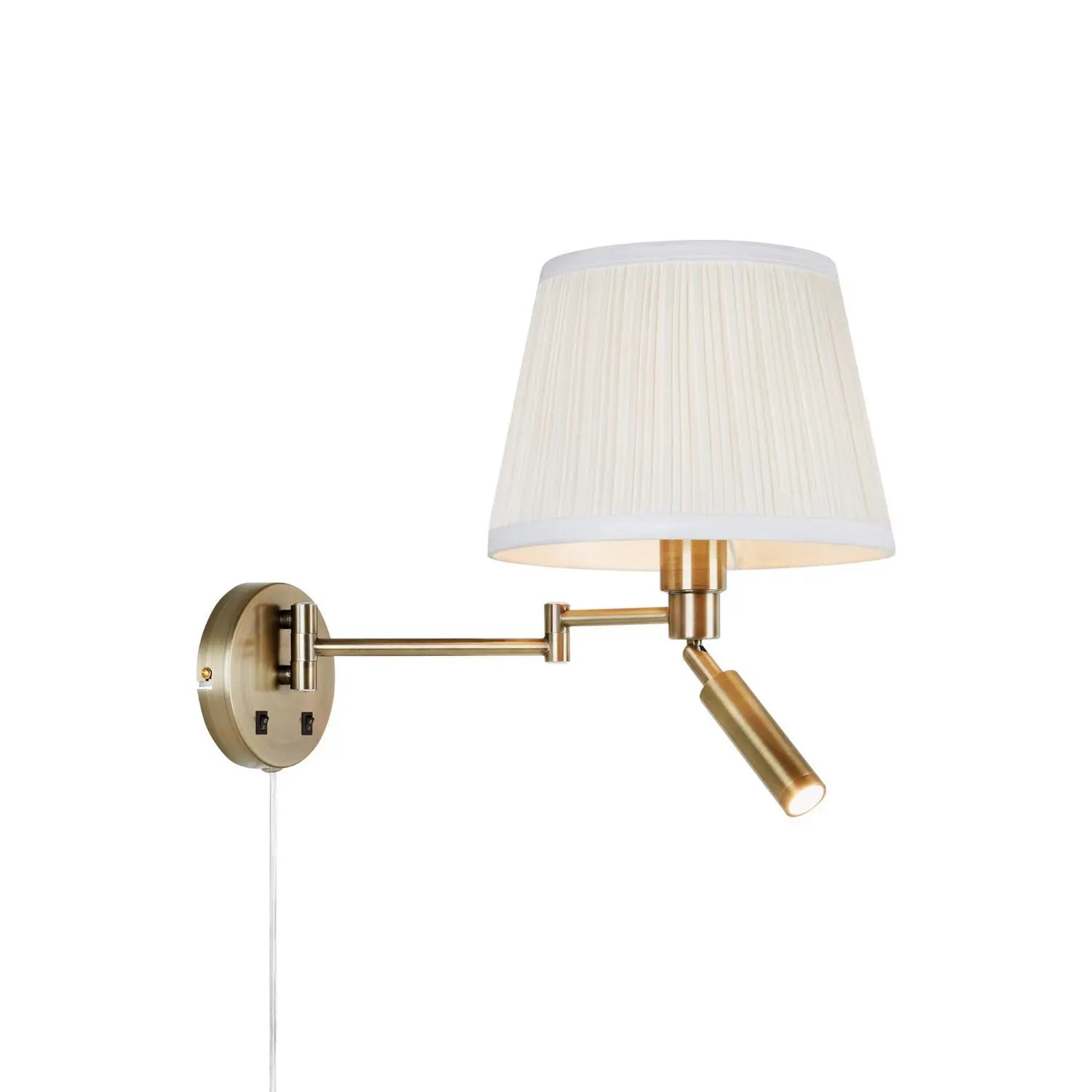 B-Ware Markslöjd Wandlampe Wandleuchte Pivot Weiß Messing Textil Eisen Schalter 2 Flg