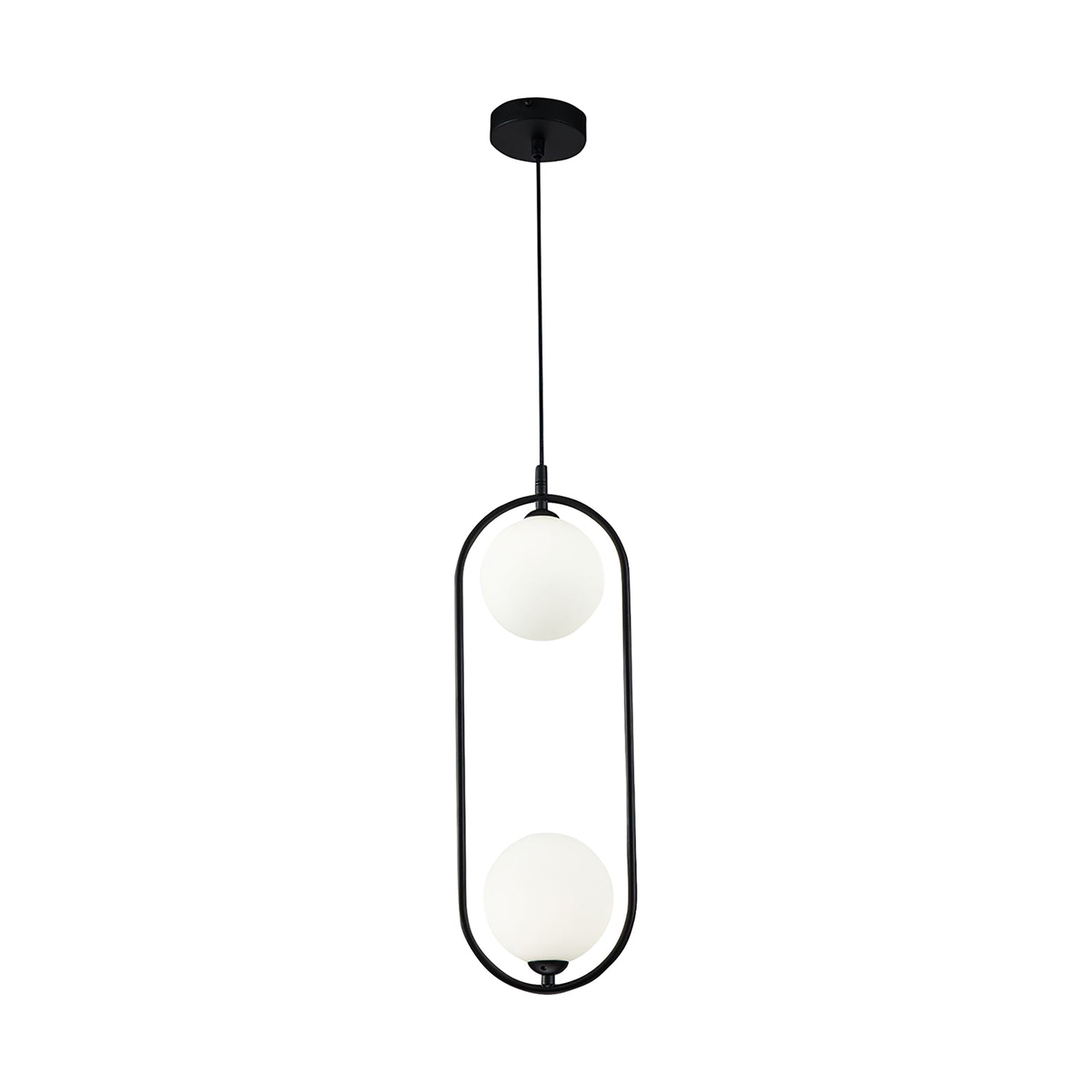 B-Ware Maytoni Hängeleuchte Pendelleuchte Ring Schwarz Glaslampe 2 Flammig G9 Led 48 Cm