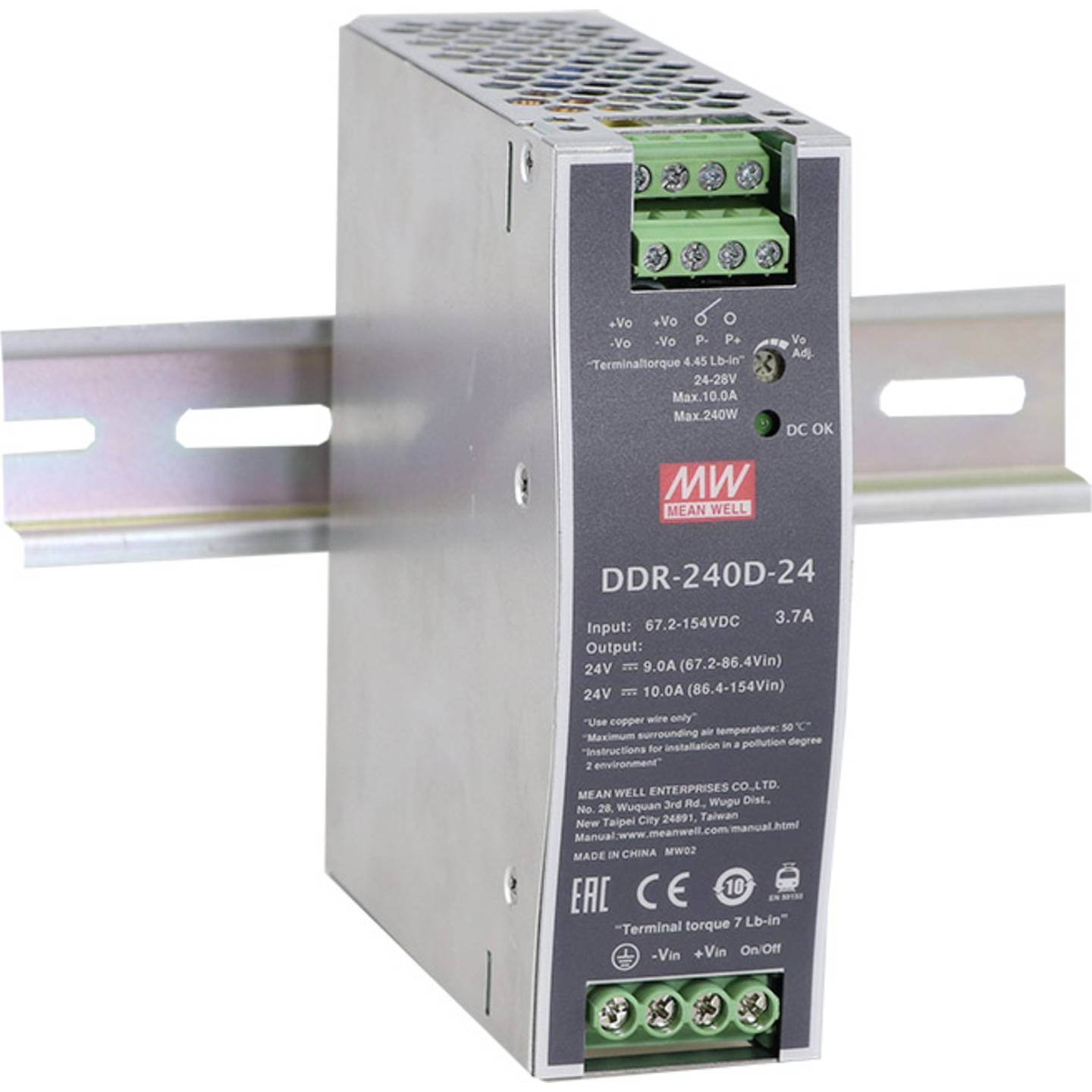 B-Ware Mean Well Hutschienenwandler Dc Wandler Dc Dc 48 V 5 A 240 W Ddr240 B48 Din Rail
