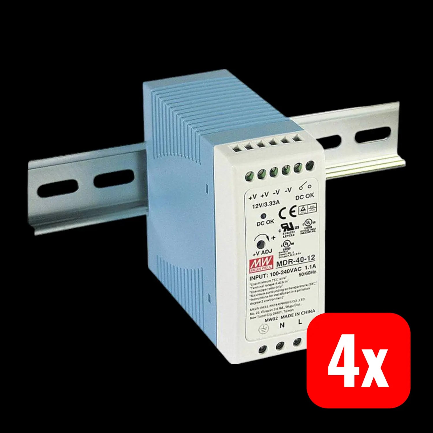 B-Ware Mean Well Hutschienen Netzteil Din Rail Mdr 40 12 12 V/Dc 3.33 A 40 W 4 Stück
