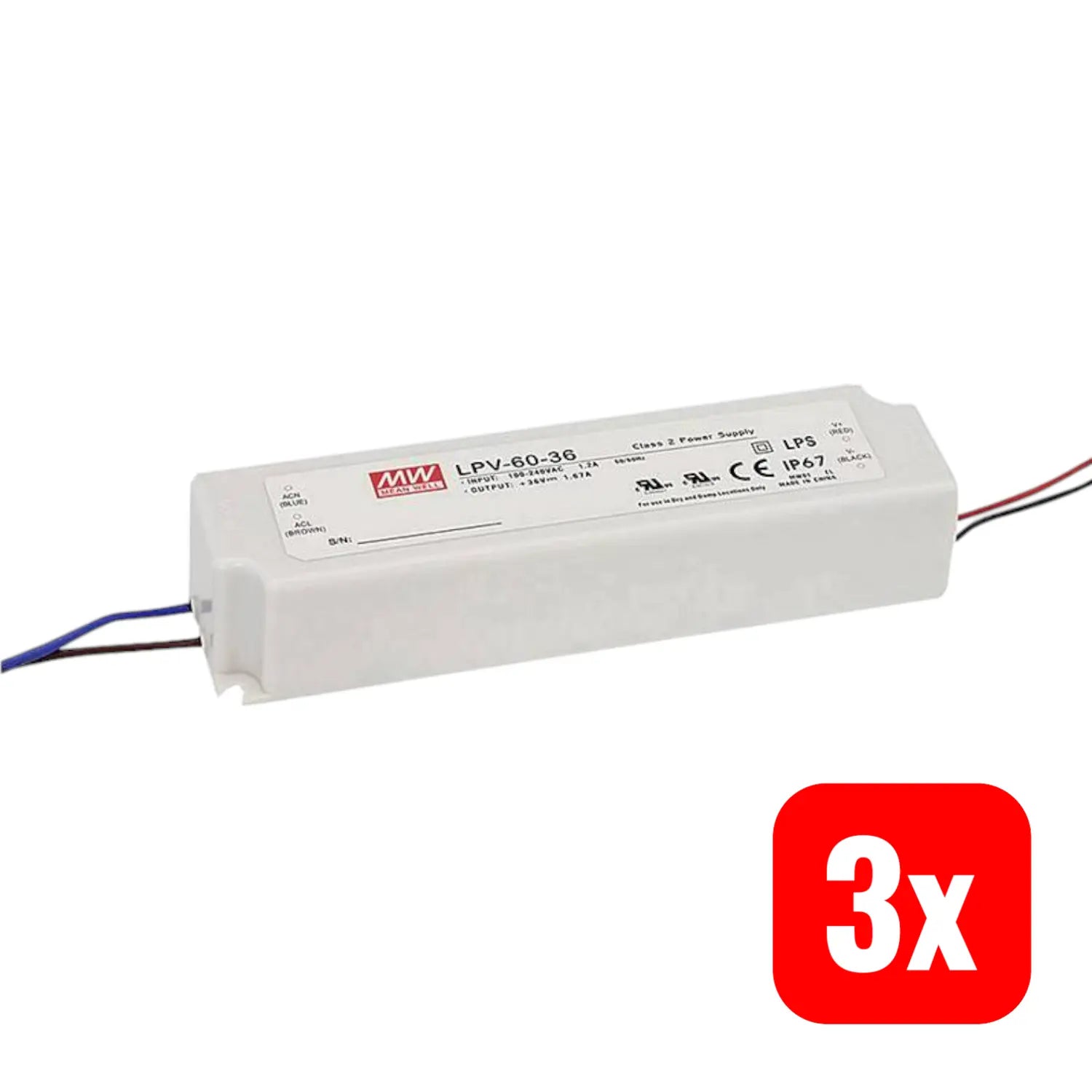 B-Ware Mean Well Led Treiber Trafo Netzteil Transformator Konstantspannung 60 W 3 Stück