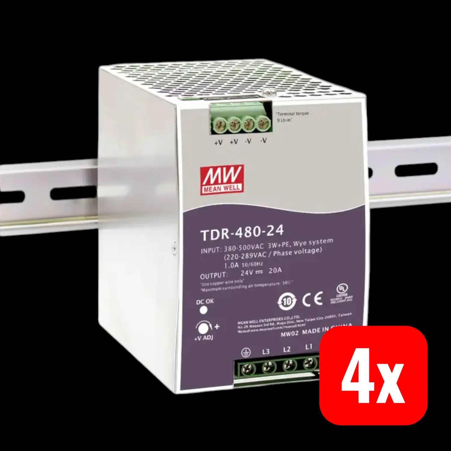B-Ware Mean Well Netzteil Strom Hutschienen Netzgerät Tdr 480 W 48 V Din Schiene 4 Stück