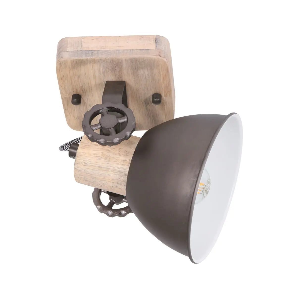 B-Ware Mexlite Strahler Spot Gearwood Leuchte Anthrazit Holz E27 Innenleuchte 1 Flg