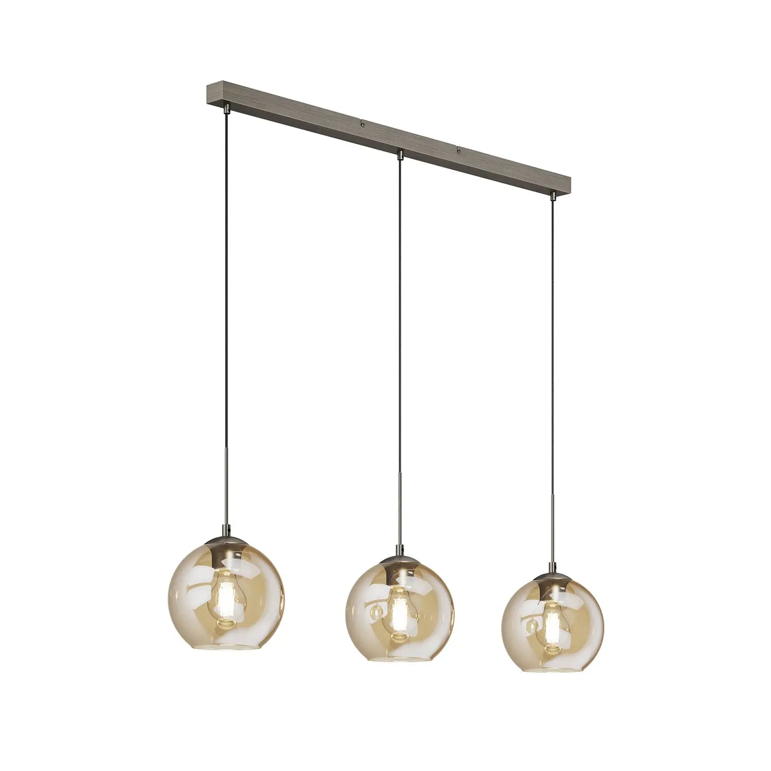 B-Ware Lindby Hängeleuchte Pendelleuchte Sofian Glas Amber 100 Cm 3 Flammmig Led La704