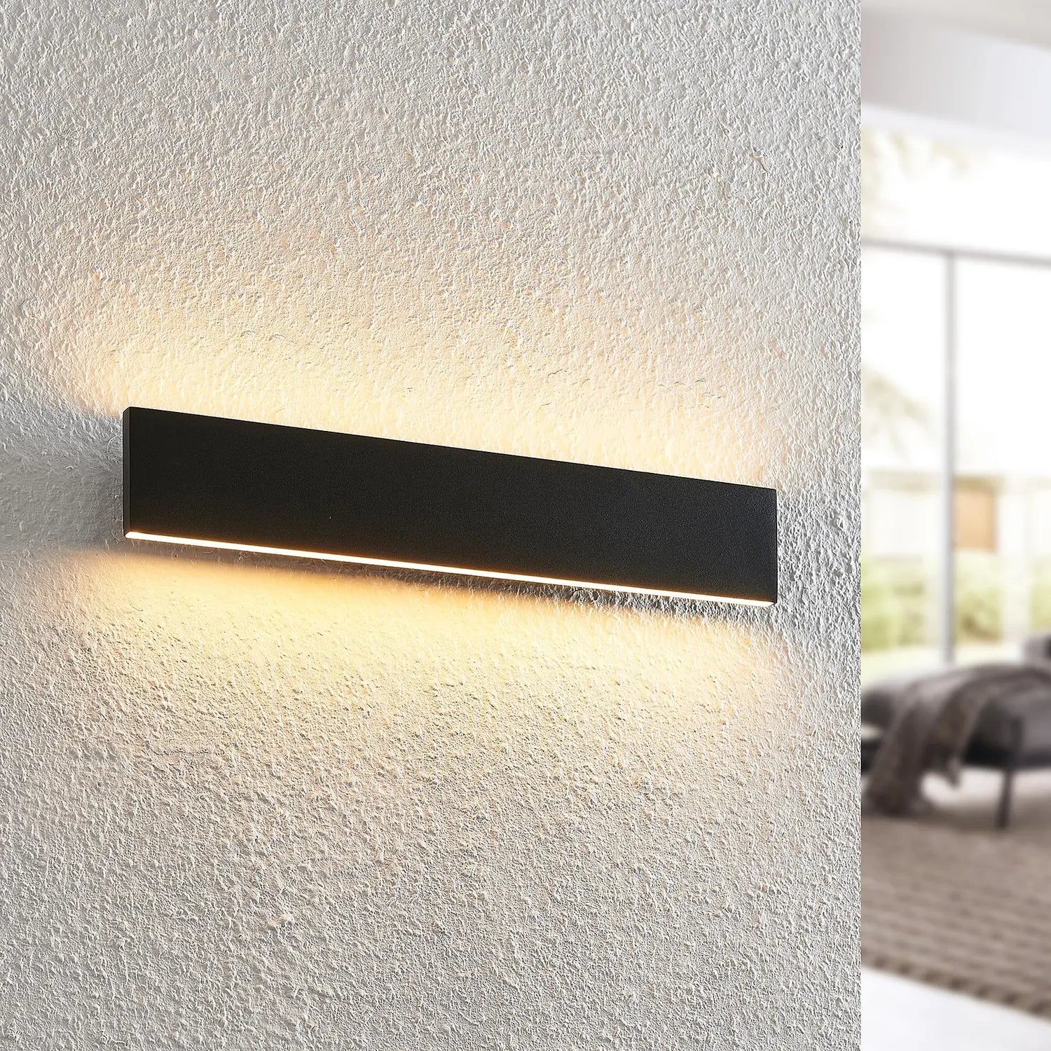 B-Ware Lindby Wandlampe Wandleuchte Led Leuchte Schwarz Stahl Warmweiß Dimmbar 47 Cm804