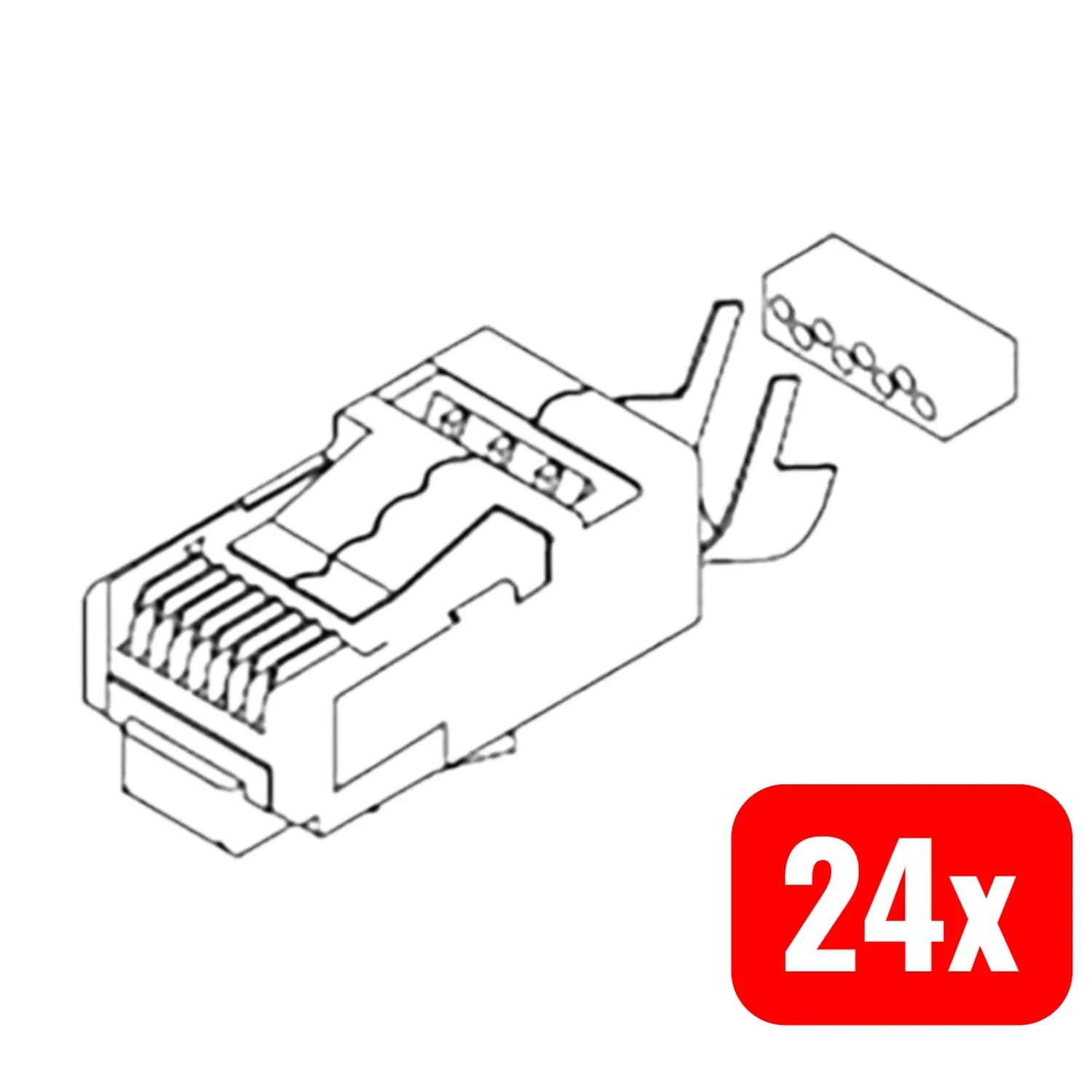 B-Ware Molex Modularsteckverbinder Buchse Rj45 Stecker Cat6 Durchsichtig 24 Stück