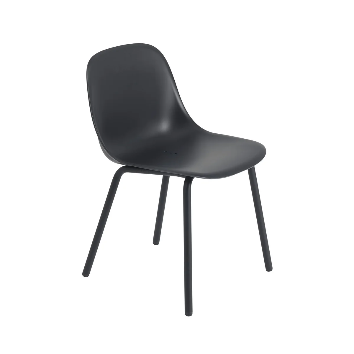 B-Ware Muuto Fiber Outdoor Stuhl Gartenstuhl Sitz Kunststoffgleiter Anthrazit Schwarz