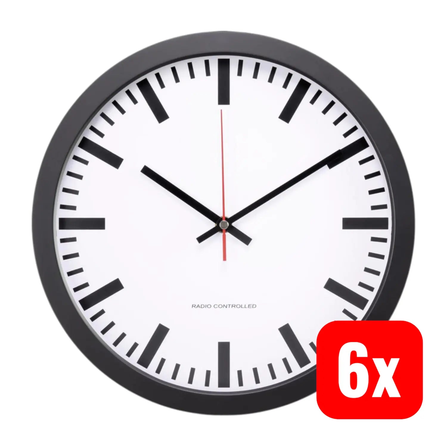 B-Ware Cemon Mxp301201 Funk Wanduhr Uhr Funkuhr Analoguhr 300 X 45 Mm Schwarz 6 Stück