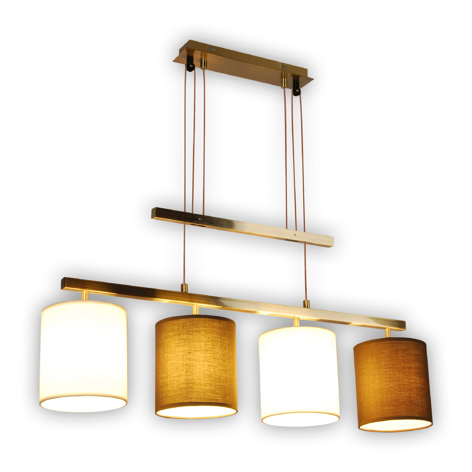 B-Ware Näve Hängelampe Pendelleuchte Lampe Tilde Textilschirme 4fl Braun Beige Messing