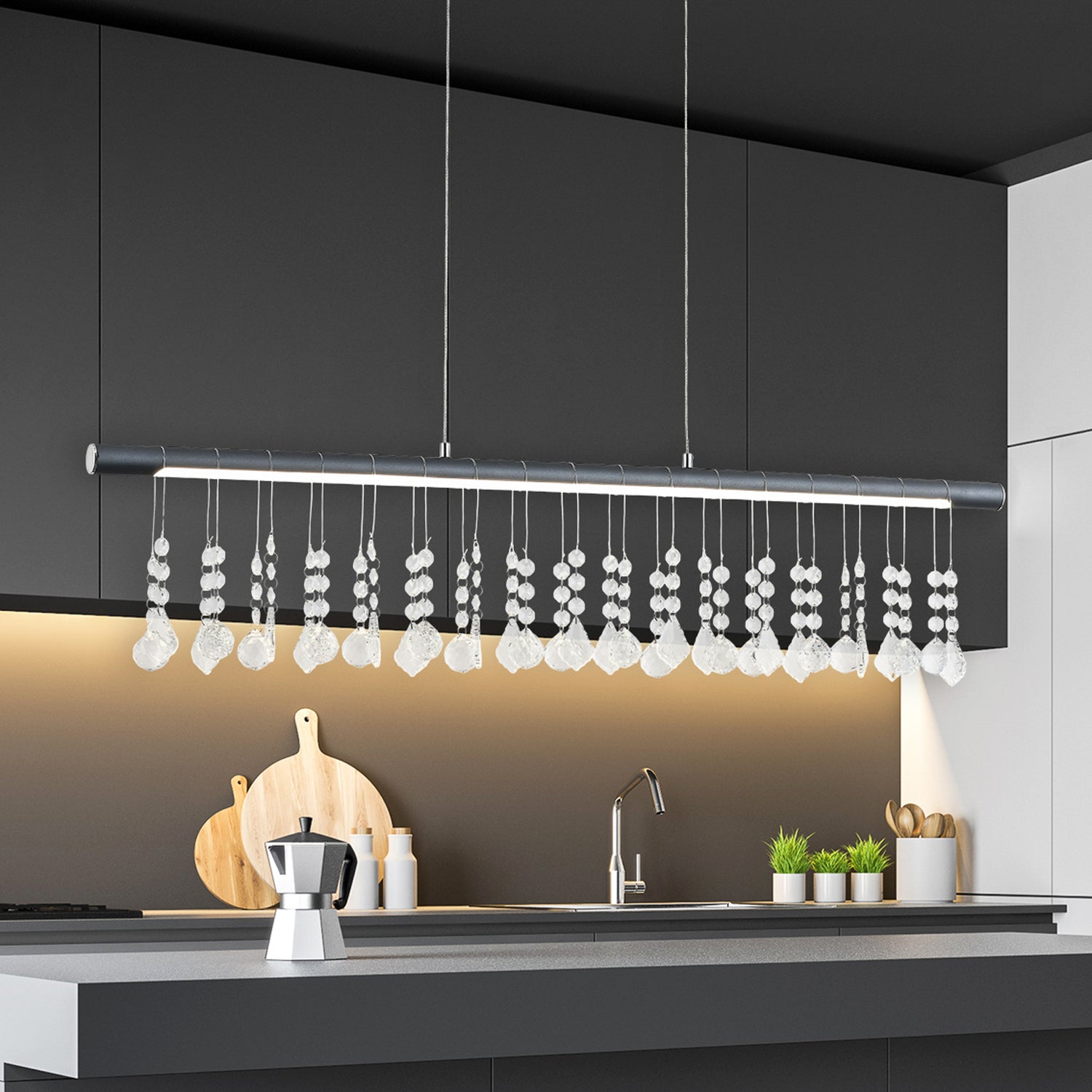 B-Ware Näve Pendelleuchte Hängelampe Nobilis Led Leuchte Dimmbar Dunkelgrau 100 Cm 24 W