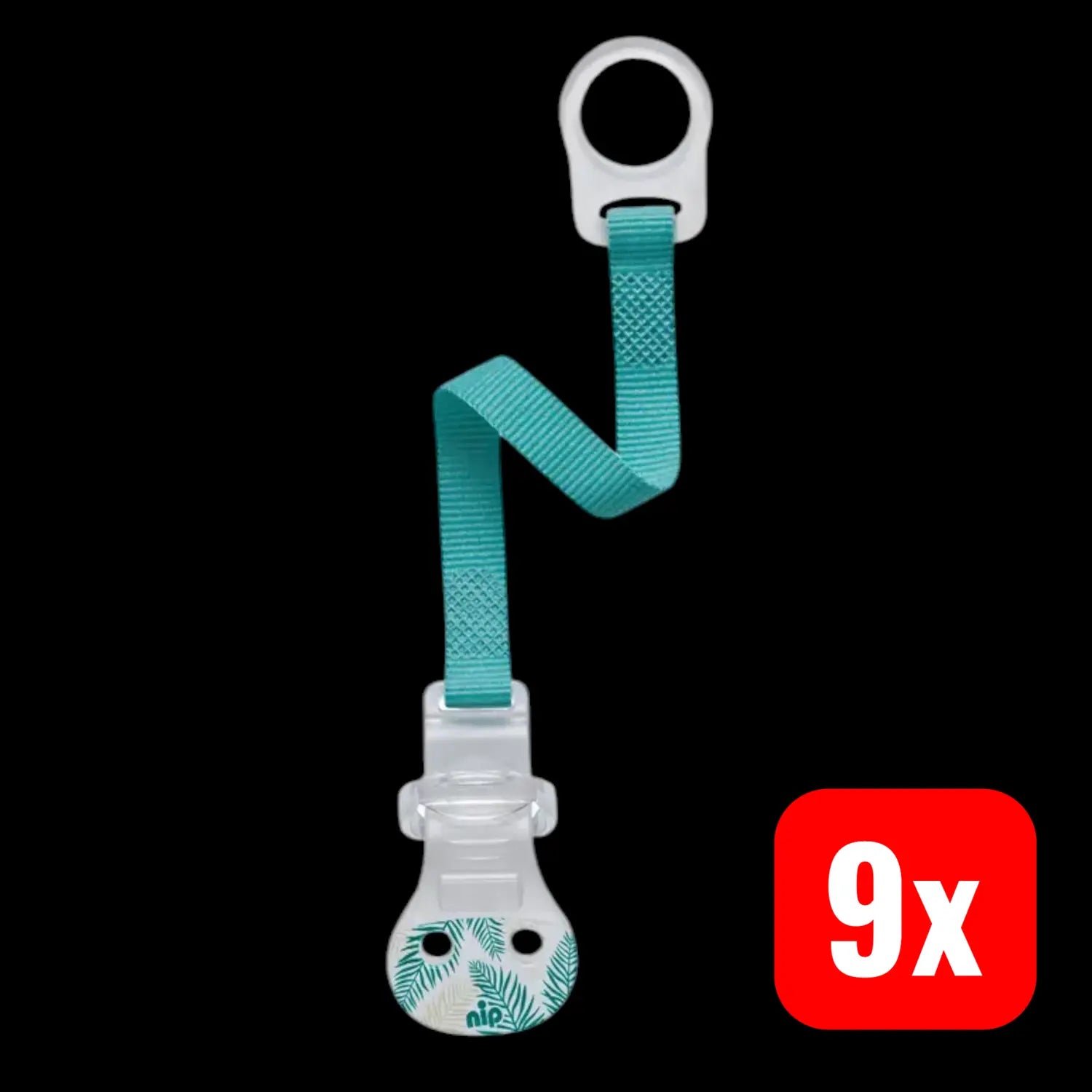 B-Ware Nip Schnullerband Schnullerbefestigung Softring Textil Mint öffnung Weit 9 Stück
