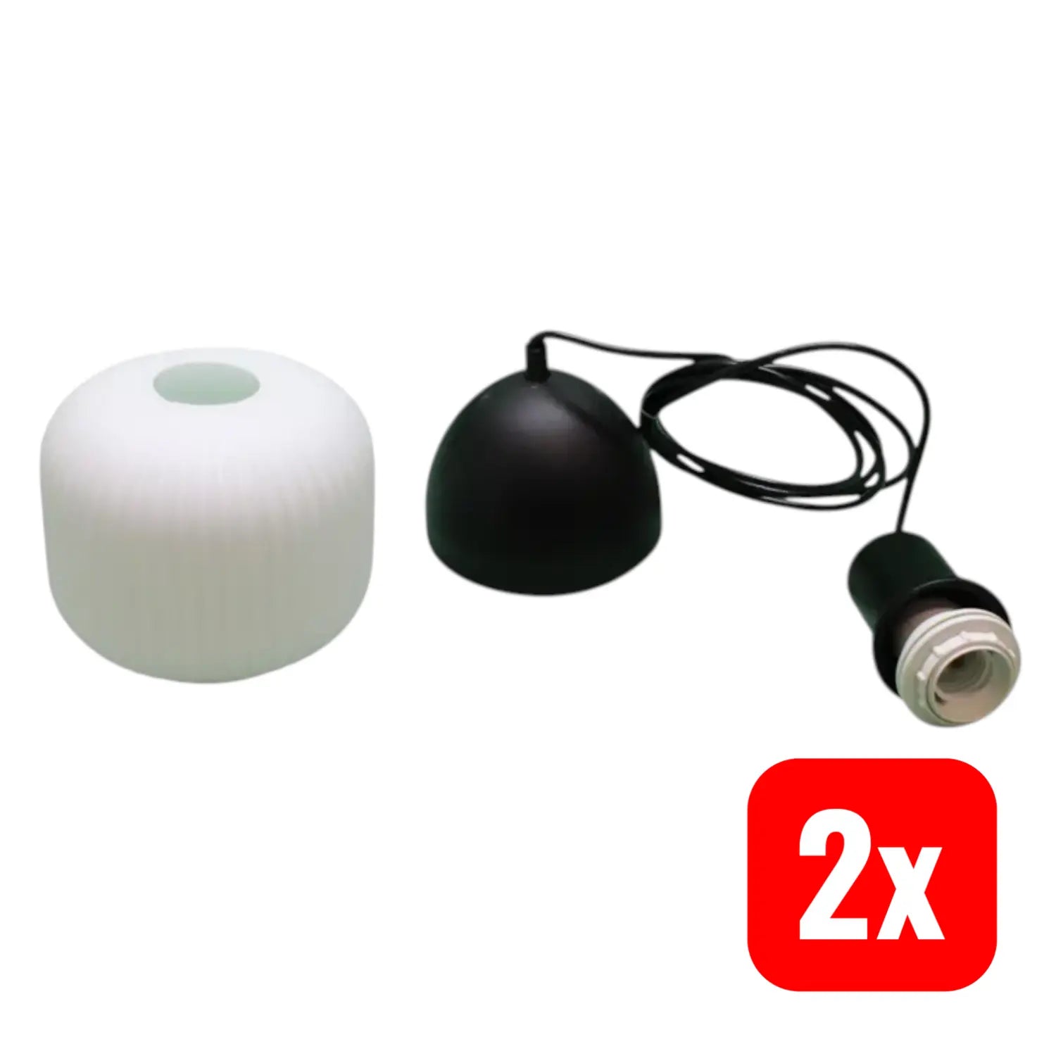 B-Ware Nordlux Hängeleuchte Milford Mini Schwarz Glas Gerippt Deckenlampe Lampe 2 Stück