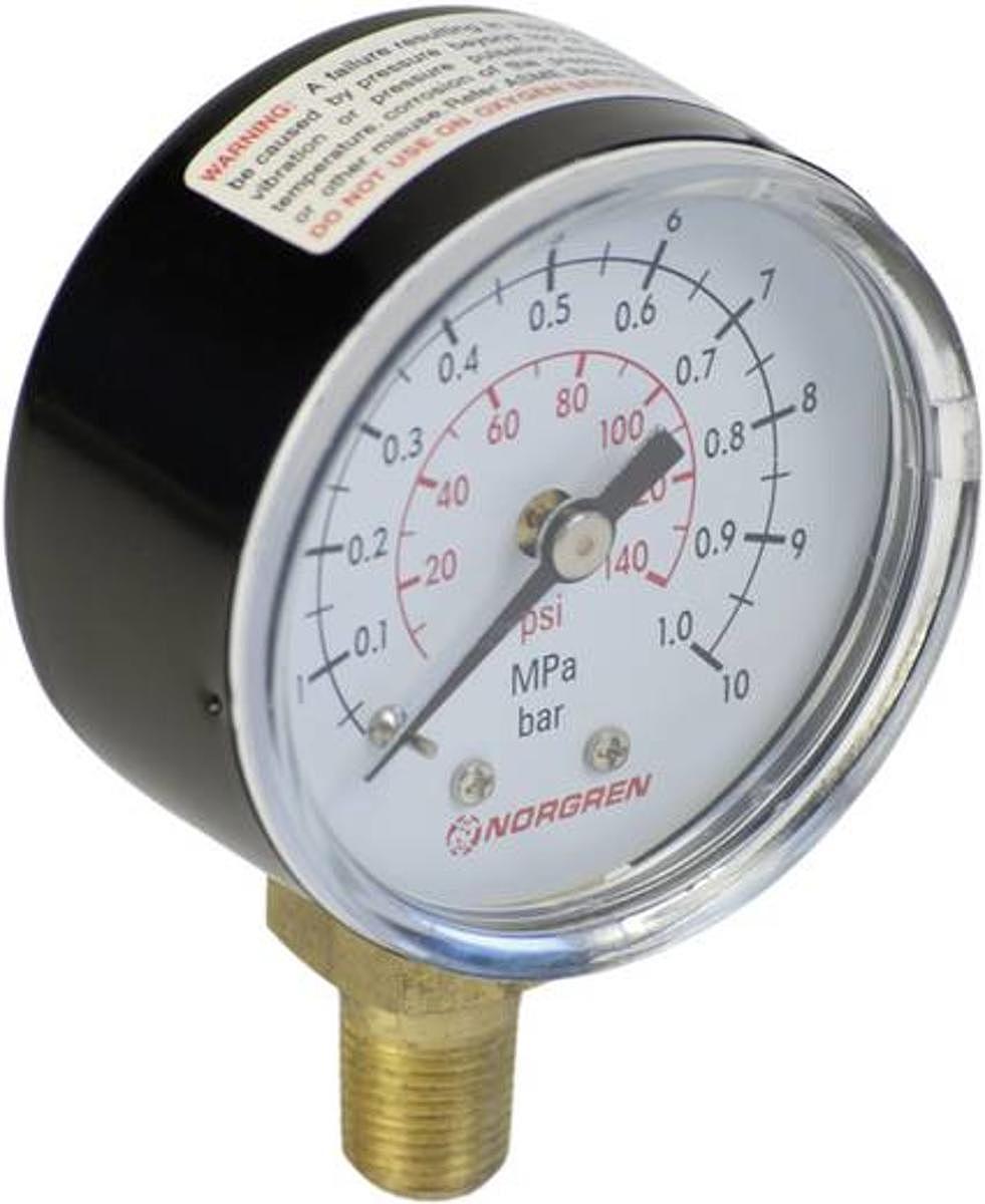B-Ware Norgren Manometer 18 013 028 Unterseite 0 25 Bar Außengewinde R1/8 1 St.