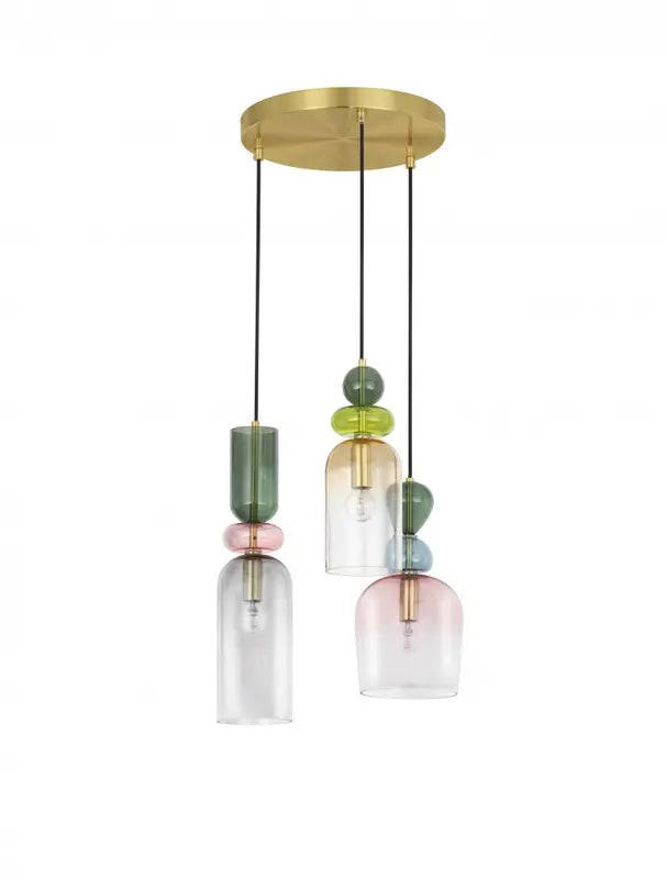 B-Ware Nova Luce Pendelleuchte Hängelampe Glas Gold Multifarben Murano E14 Led 3flammig