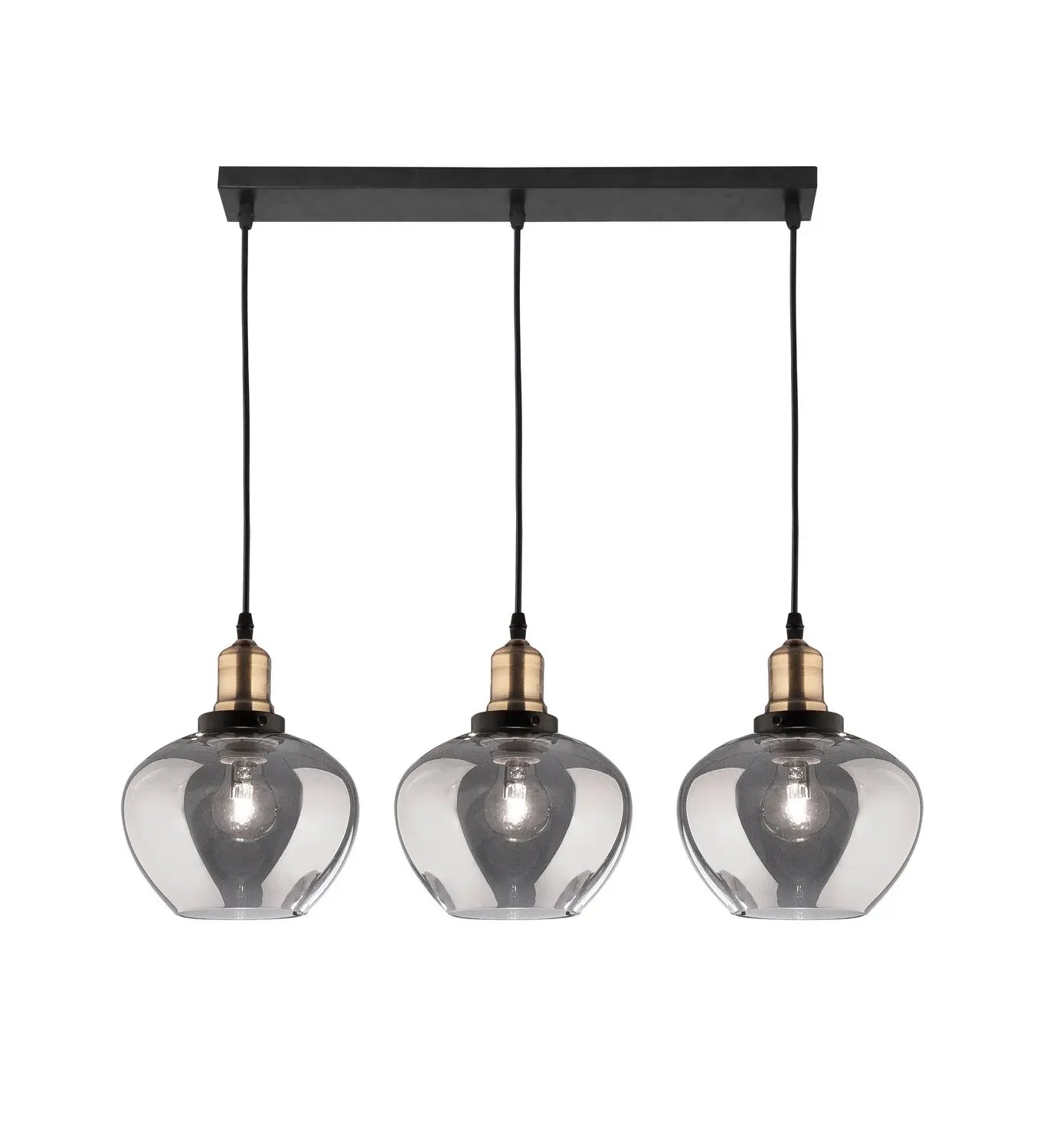 B-Ware Nova Luce Pendelleuchte Hängeleuchte Cedro Schwarz Dimmbar E27 Led 3 Flammig