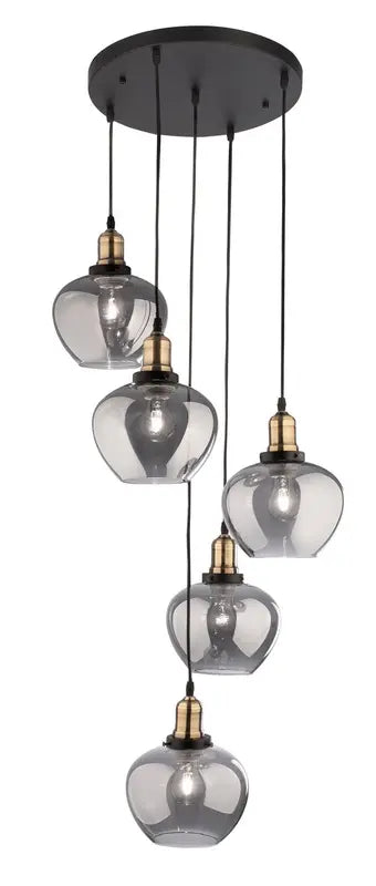 B-Ware Nova Luce Pendelleuchte Hängeleuchte Cedro E27 Led Schwarz Glas Dimmbar 5 Fach