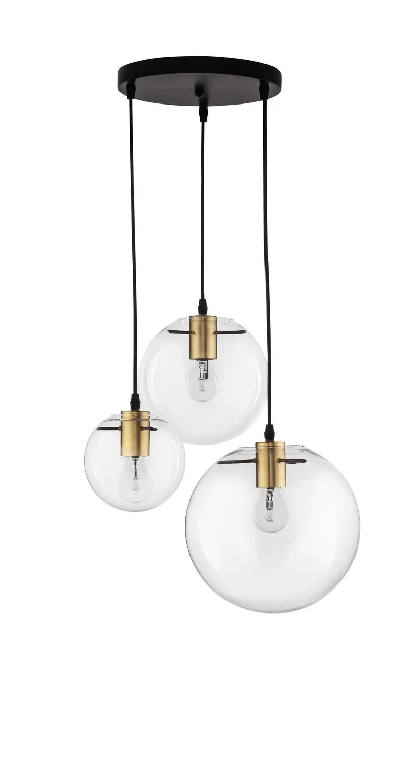 B-Ware Nova Luce Pendelleuchte Hängeleuchte Mirale E27 Led Schwarz Glas Metall 3 Flg