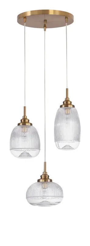 B-Ware Nova Luce Pendelleuchte Hängeleuchte Mond Gold E14 Led 3fach Dimmbar Glas Metall