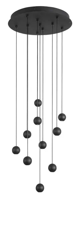 B-Ware Nova Luce Pendelleuchte Hängeleuchte Nocci Led Schwarz Warmweiß 48 W 10 Flammig