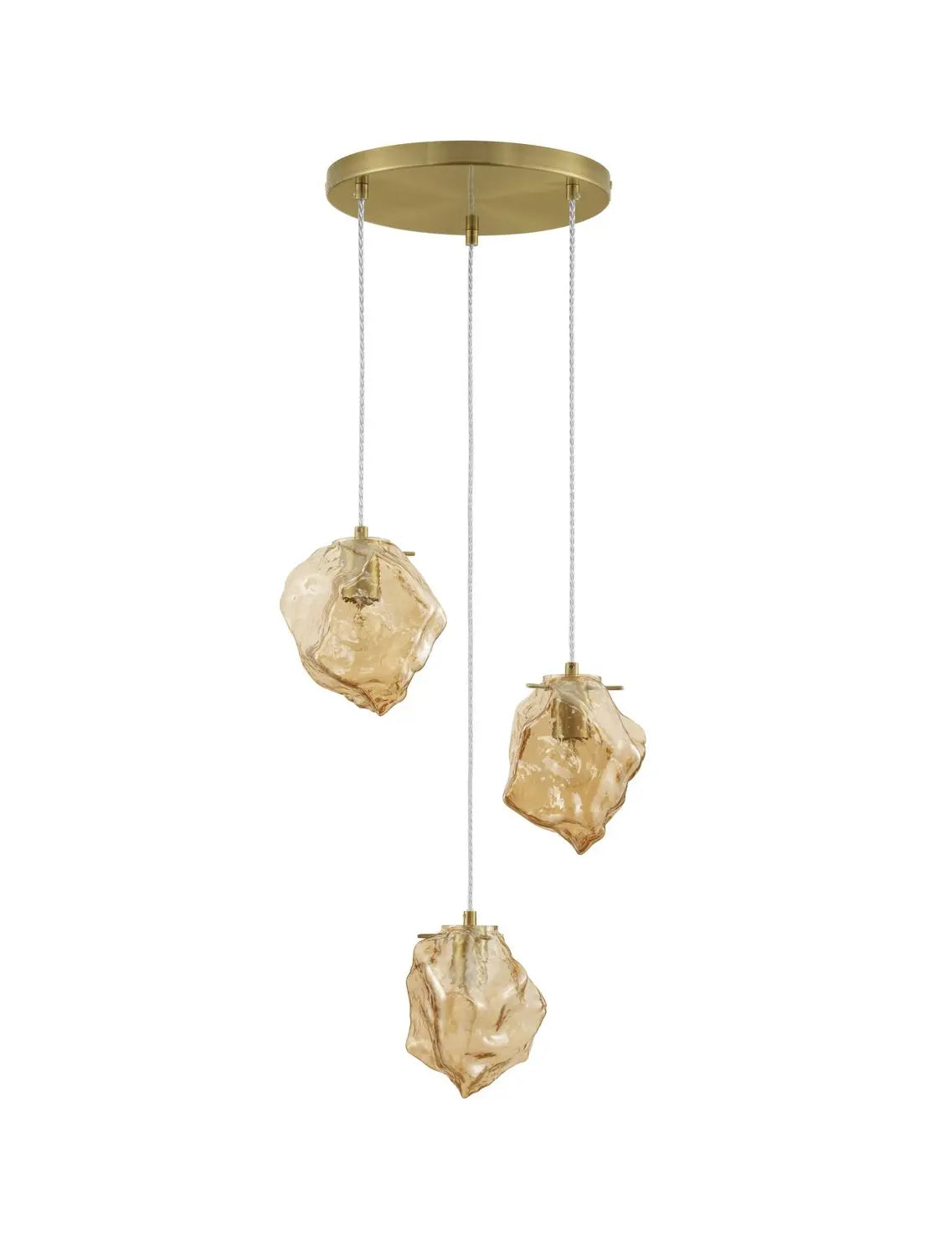 B-Ware Nova Luce Pendelleuchte Hängeleuchte Odelle E14 Led Gold Dimmbar 3 Flammig Glas