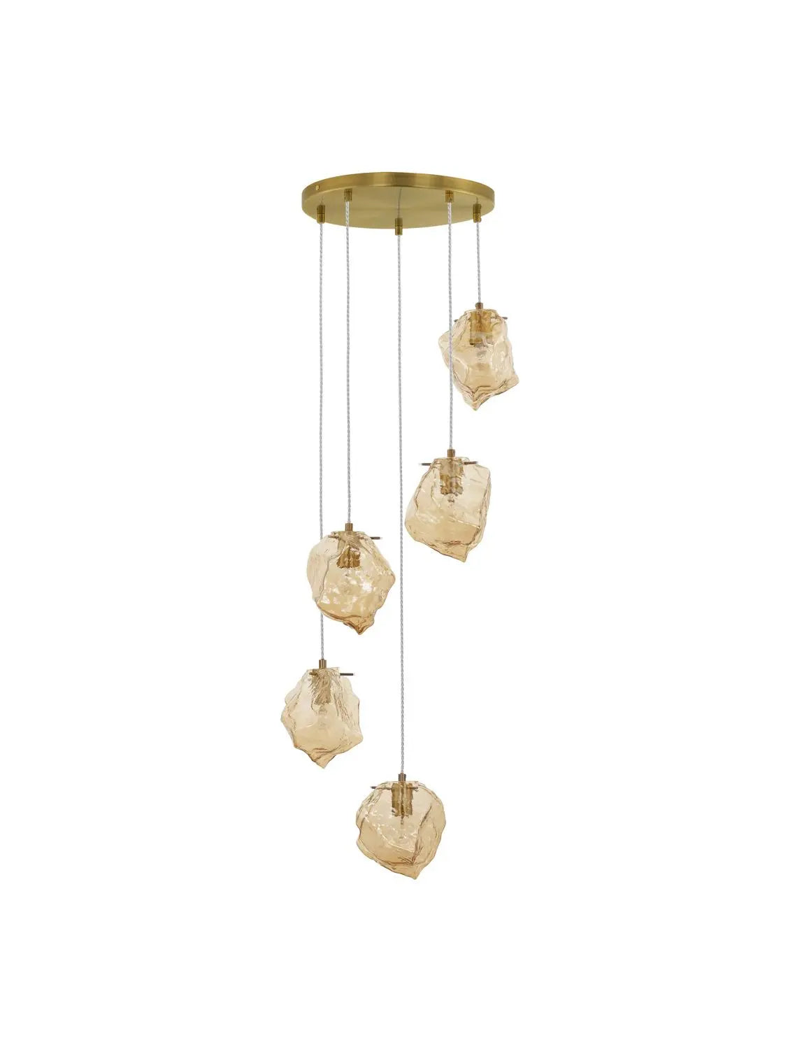 B-Ware Nova Luce Pendelleuchte Hängeleuchte Odelle E14 Led Gold Dimmbar Glas 5 Flammig