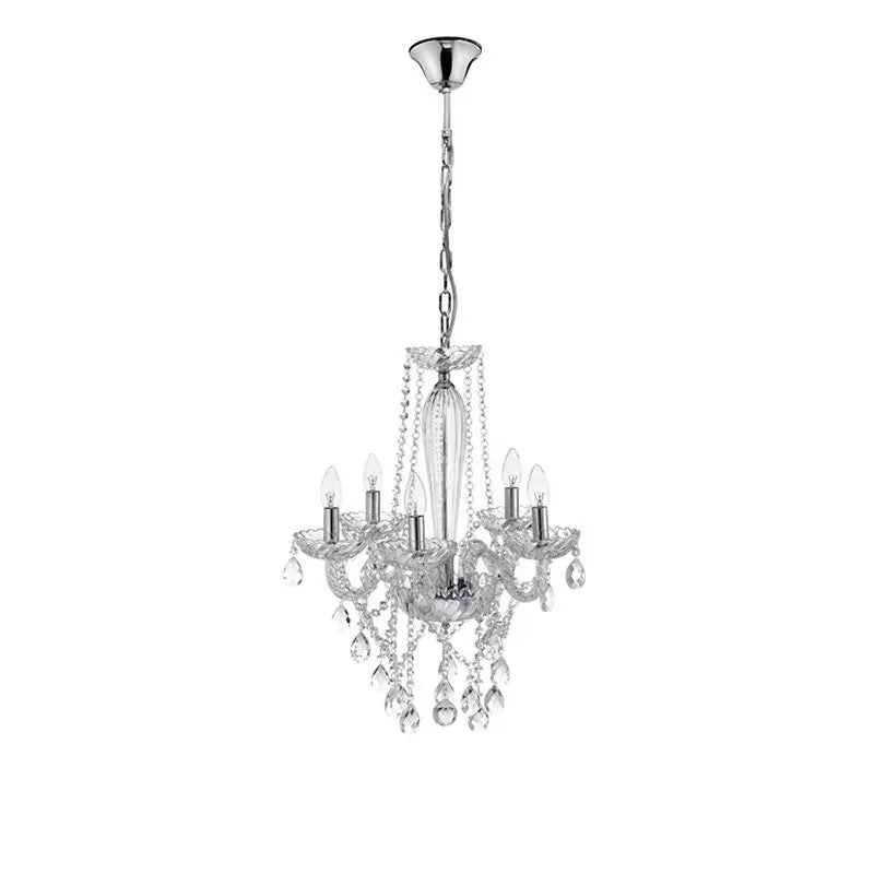 B-Ware Nova Luce Pendelleuchte Kronleuchter Mozart Chrom Glas Kristall E14 Led ø 58 Cm